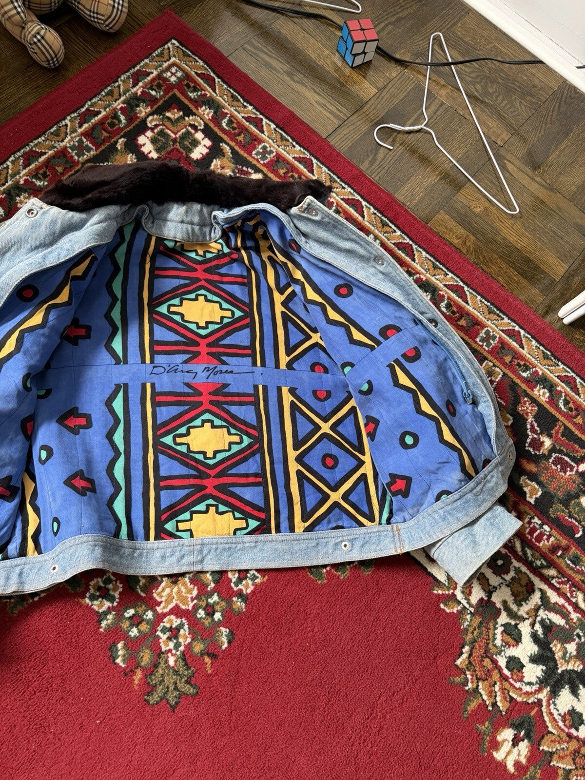 D'Arcy Moses Indian Nation Denim Jacket x Gilles Allard Wasel Fur Medium RARE!