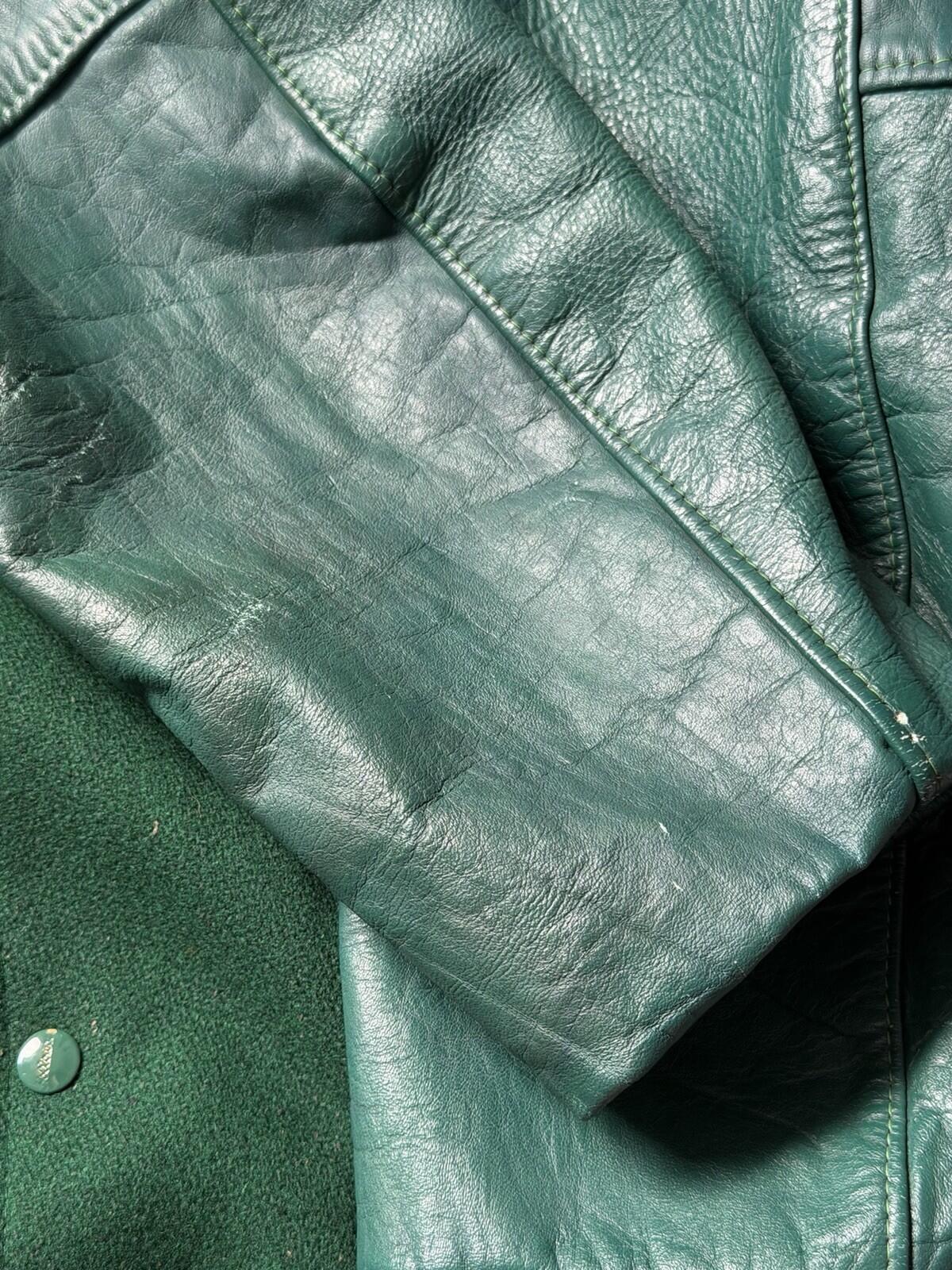 70s Holloway Vintage Varsity Jacket Mens Leather Letterman Bomber Coat Size 46