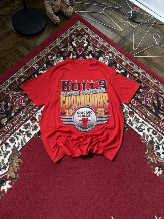 Vintage Chicago Bulls Championship T-Shirt Sz XL 1992 NBA Finals Champs Red