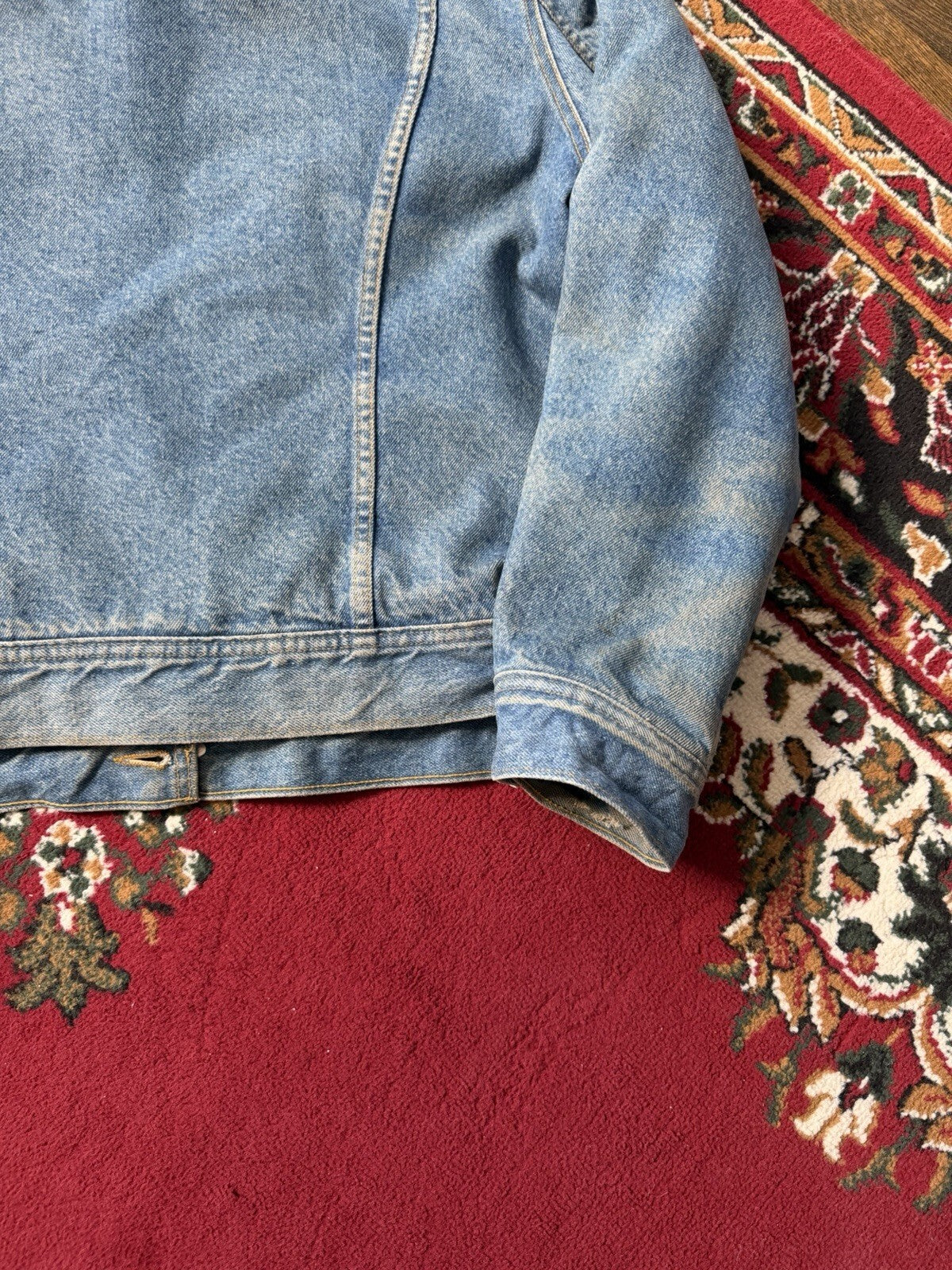 Vintage Lee Storm Rider Washed Blanket Lined Faded Denim Jacket Men's 90s Jean