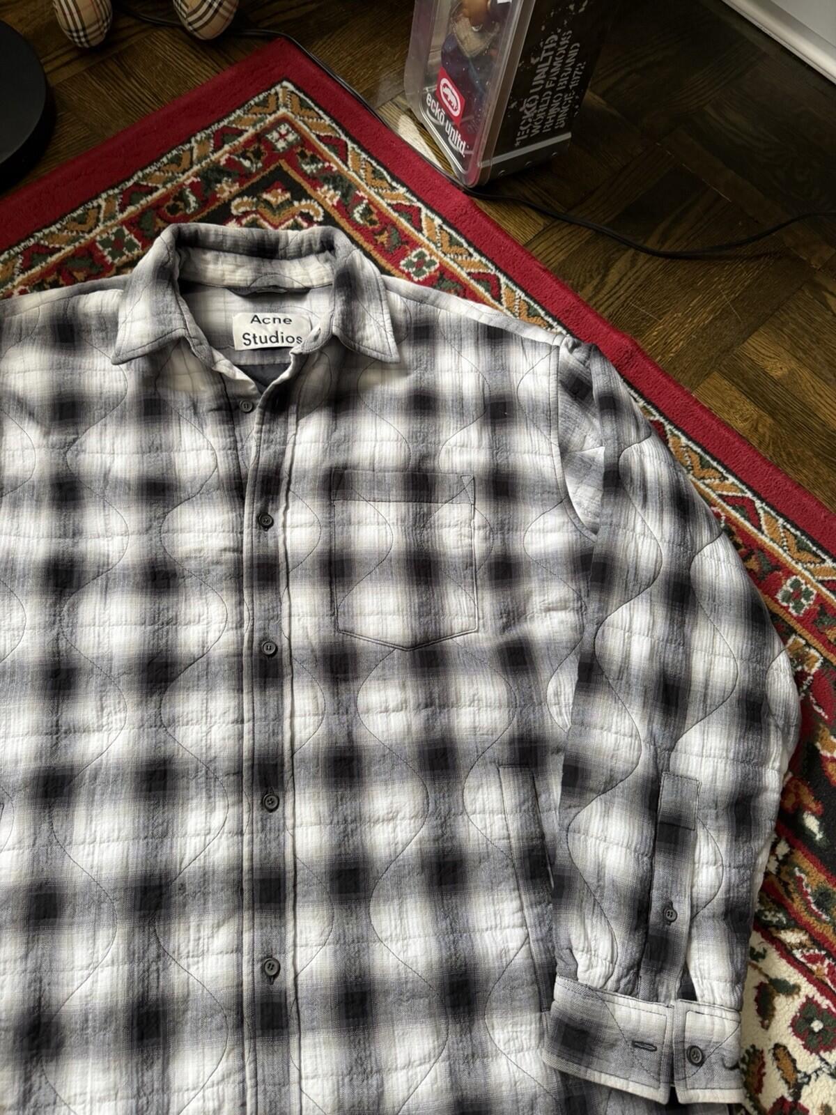 Acne Studios Oxton Oversized Quilted Shirt Jacket White/Black Plaid Size 50 US L