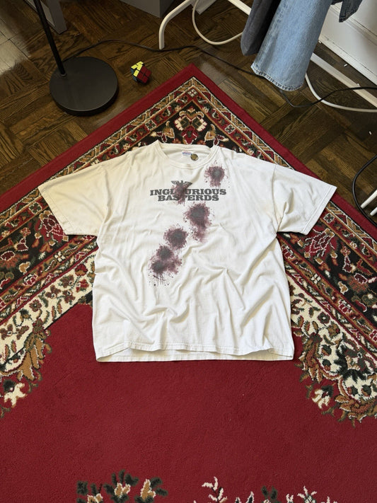 Inglourious Basterds War Tarantino Bullet Holes Shirt Movie Promo XXL Brad Pitt