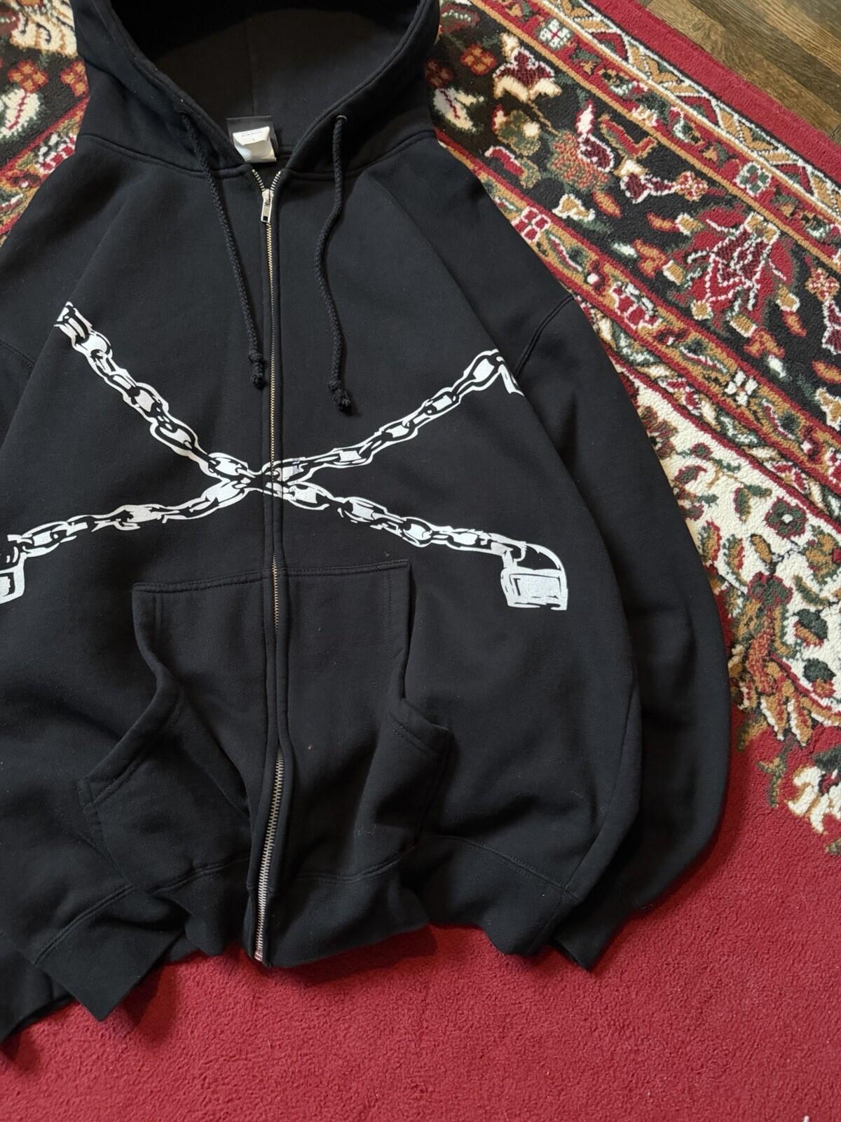 Vintage Korn Chain Locked Door 00s Zip Hoodie Giant Tag 90s Band Zip Hoodie