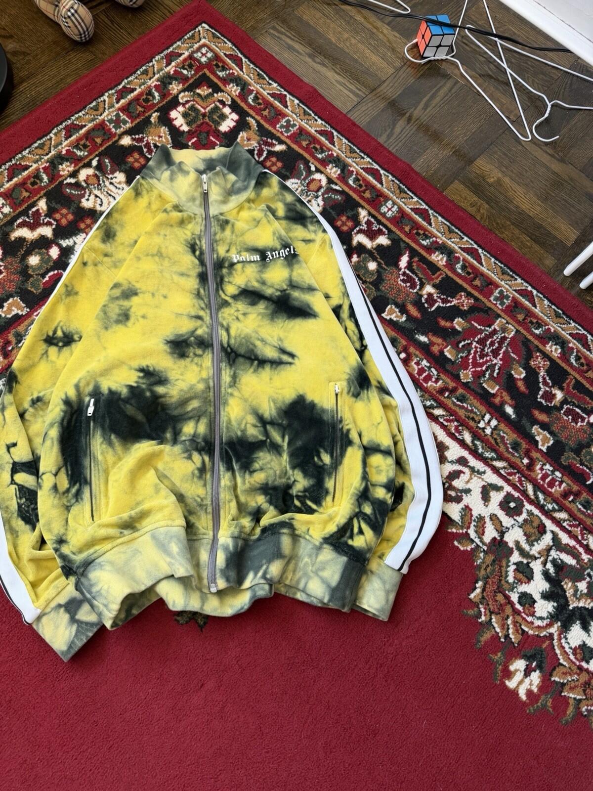 Palm Angels Yellow Tie Dye Velour Track Jacket Yellow Size XL