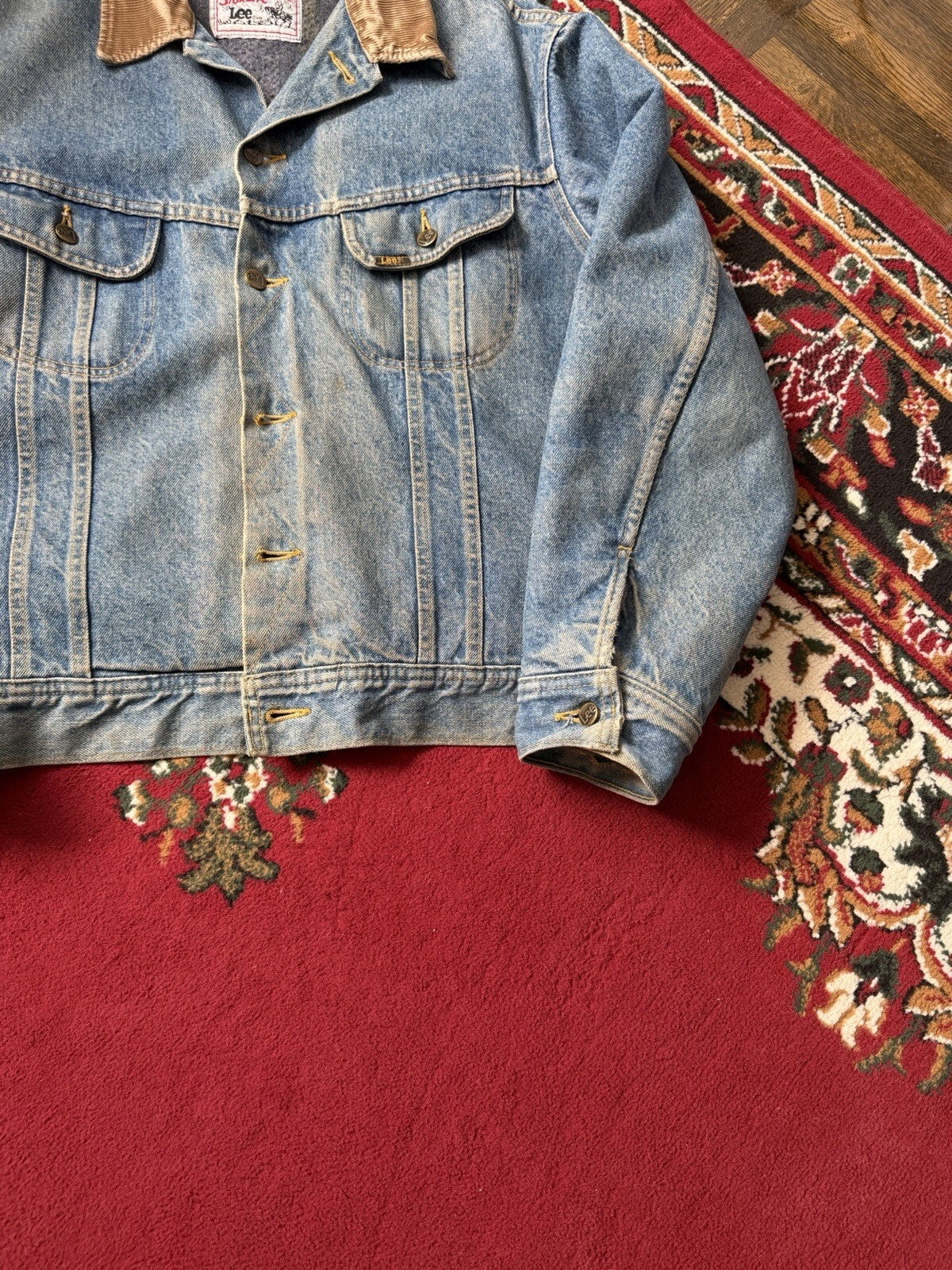 Vintage Lee Storm Rider Washed Blanket Lined Faded Denim Jacket Men's 90s Jean