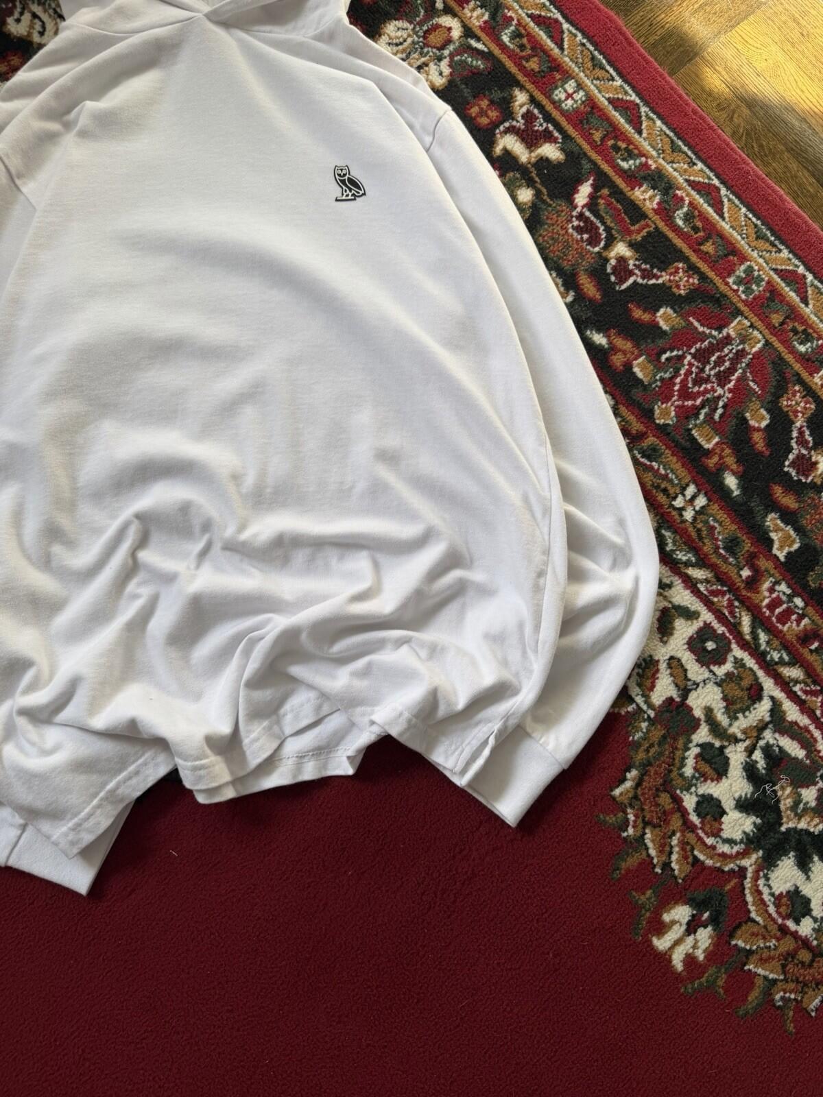 Octobers Very Own Lightweight Hoodie Mens L White Owl Logo Sweatshirt OVO Drake