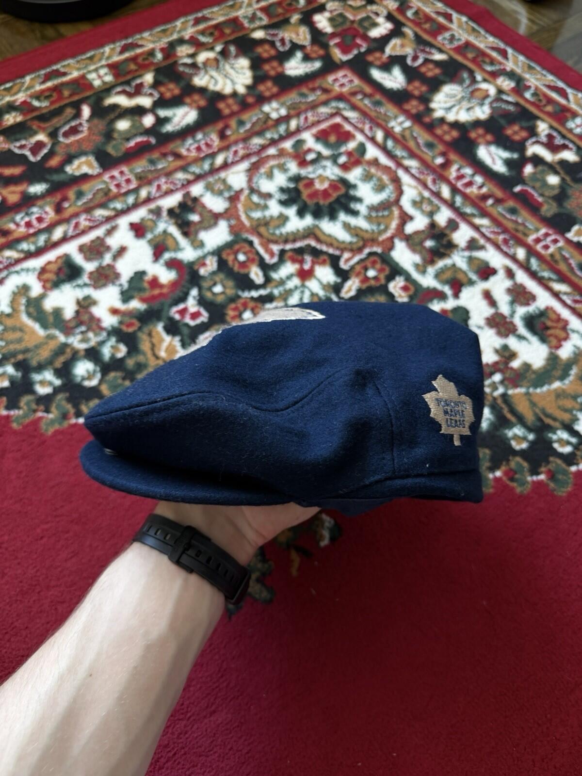 90s Toronto Maple Leafs Vintage Flat-Cap Hat Wool Blue NHL