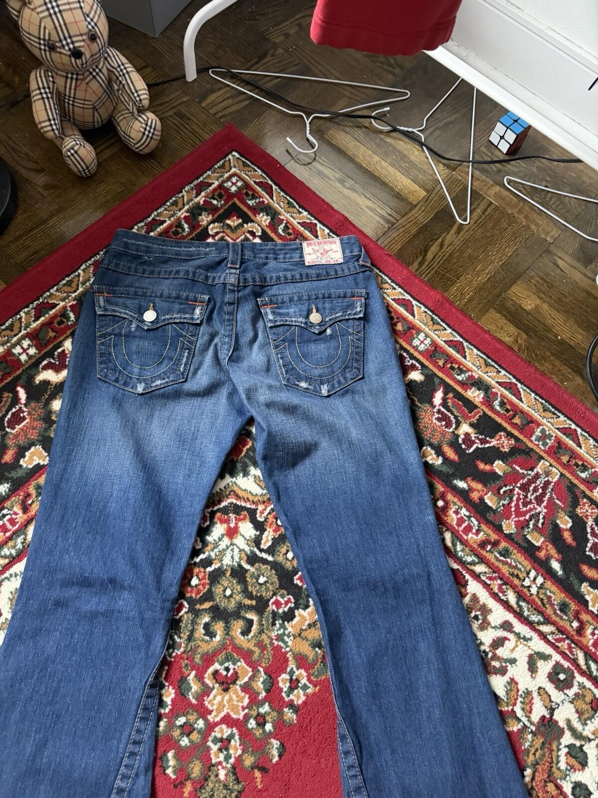 Vtg True Religion #503 Joey Blue Jeans Woodstock Distressed Bell Bottom Pants 31