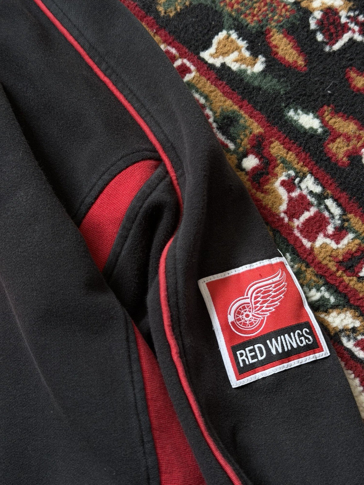 Vintage Detroit Red Wings NHL Reebok Pullover Hoodie Sweatshirt Black Adult L