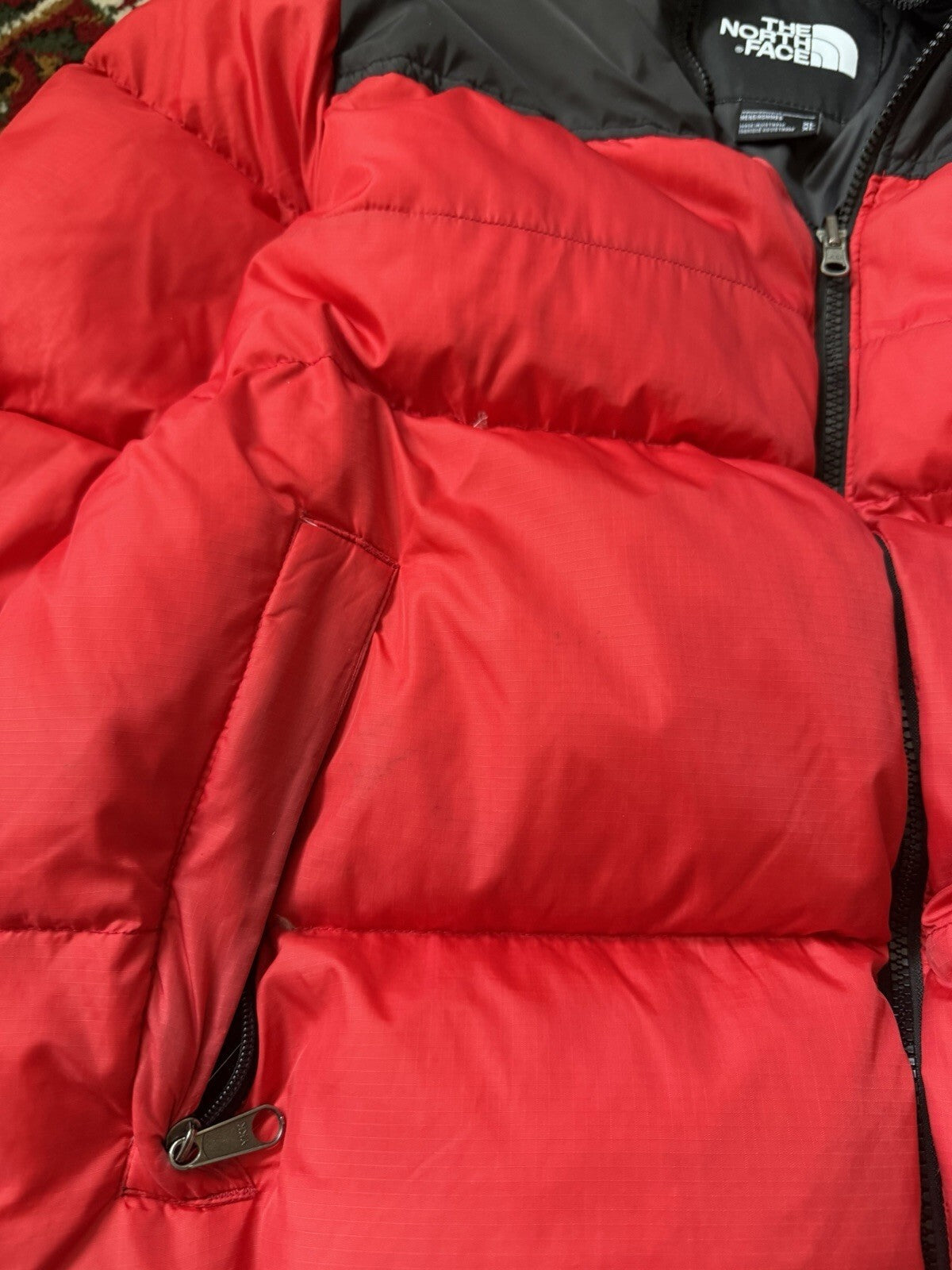 The North Face Nuptse 700 Down Puffer Jacket Red Black Size L
