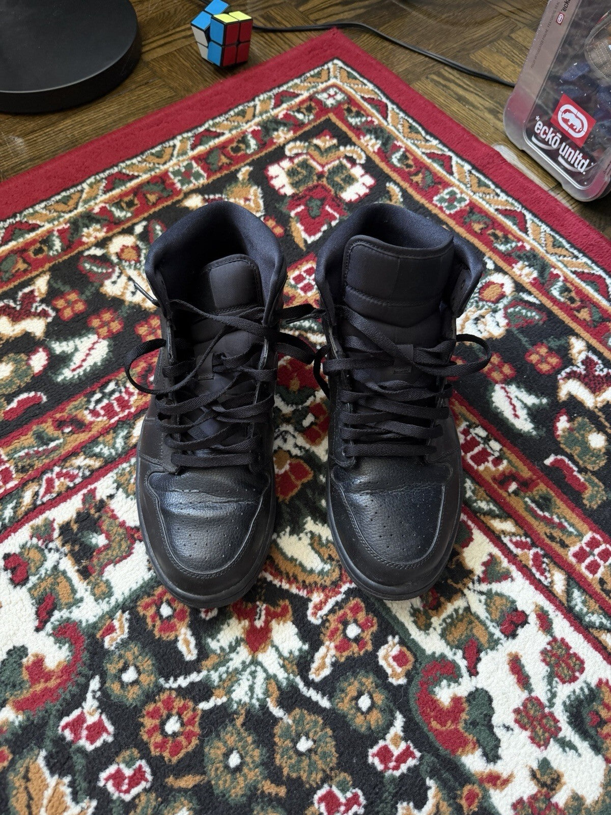 Nike Air Jordan 1 Mid Triple Black Mens 10 Sneakers 554724-030 Retro Trainer