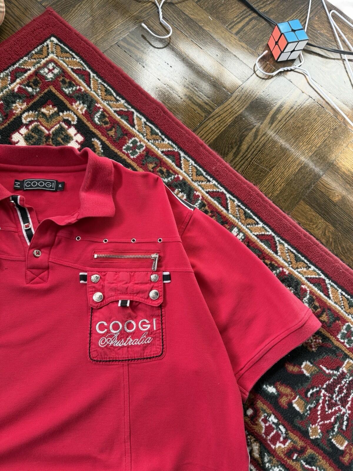 Vintage Coogi Embroidered Polo Shirt Size XL Black Big Logo HipHop Baggy Y2K RED