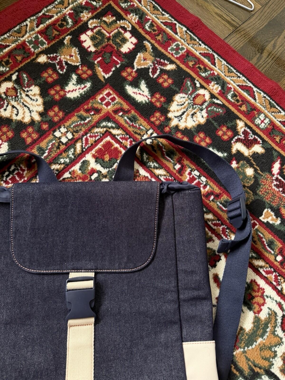Jean Paul Gaultier Blue White Denim Backpack Bag