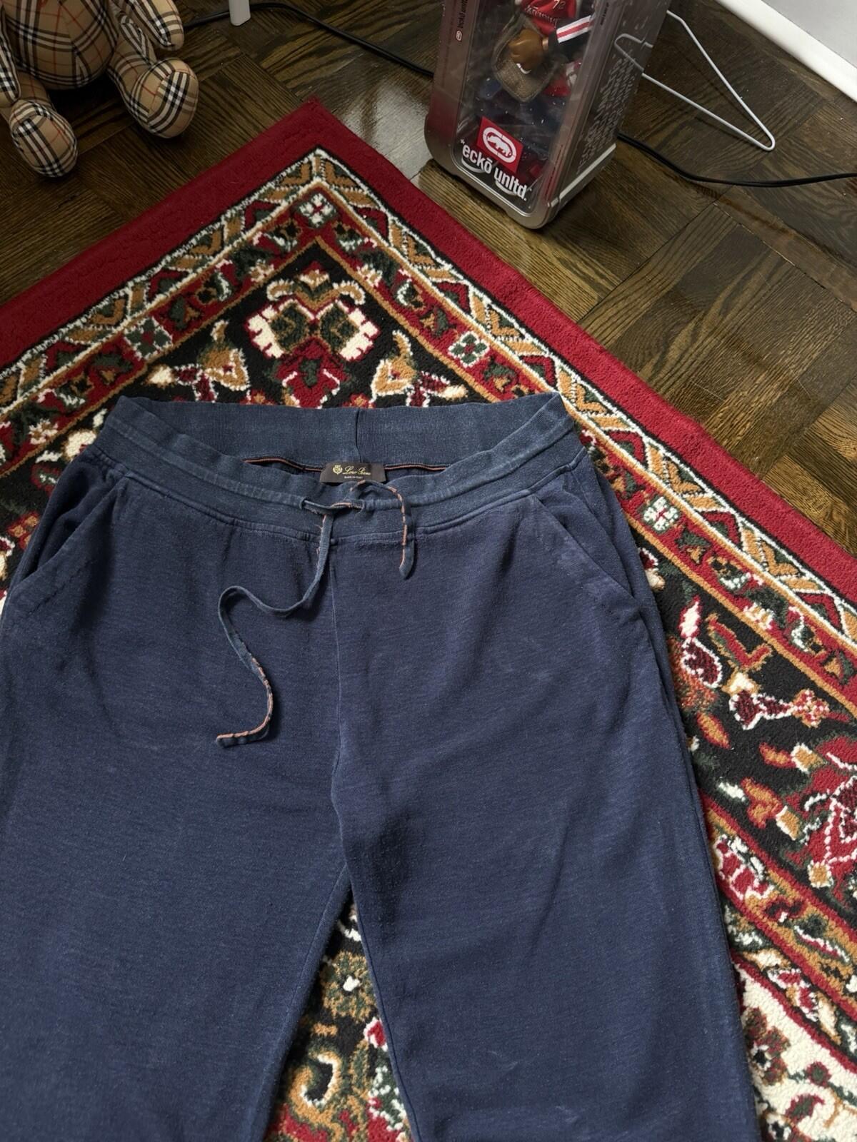 Loro Piana Tapered Linen Joggers Sweatpants Pants Blue Sz XL