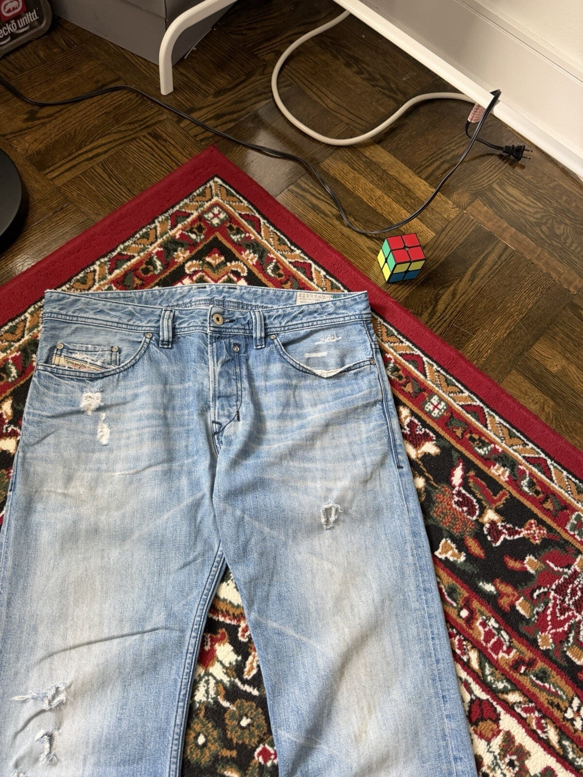 Diesel Safado Distressed Straight Blue Jeans Size 32/32 Vintage Y2K