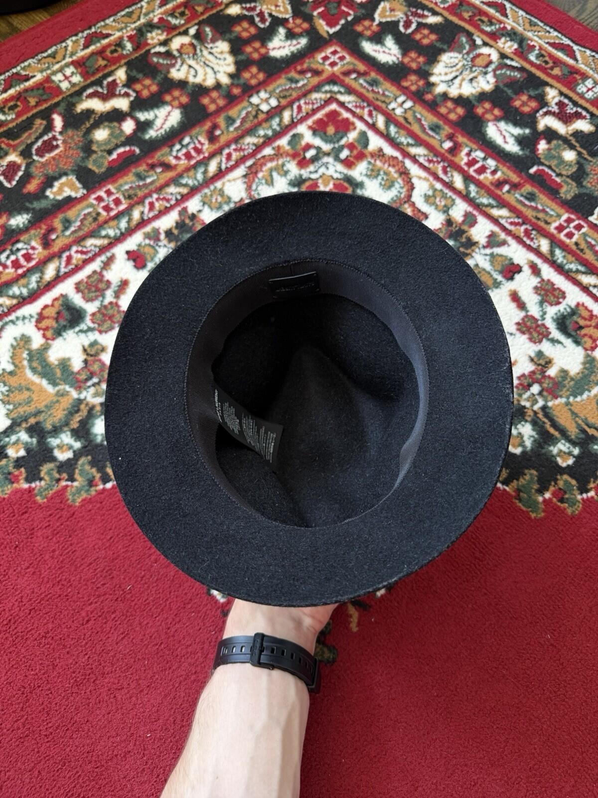 Saint Laurent YSL Black Classic Rabbit Felt Grosgrain Fedora Hat Sz S