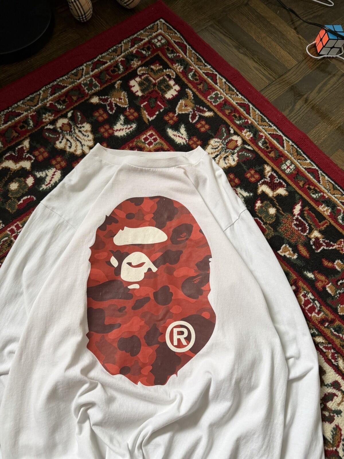 Authentic A Bathing Ape Color Camo Orange Big Ape Head L/S Longsleeve Shirt Tee