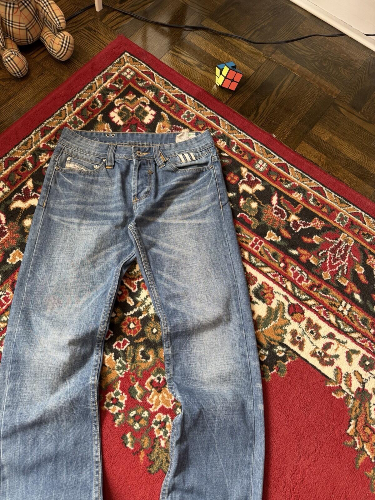 Diesel x Adidas Jeans Mens Blue Viker-AD Straight Trefoil Denim Tag 29x32