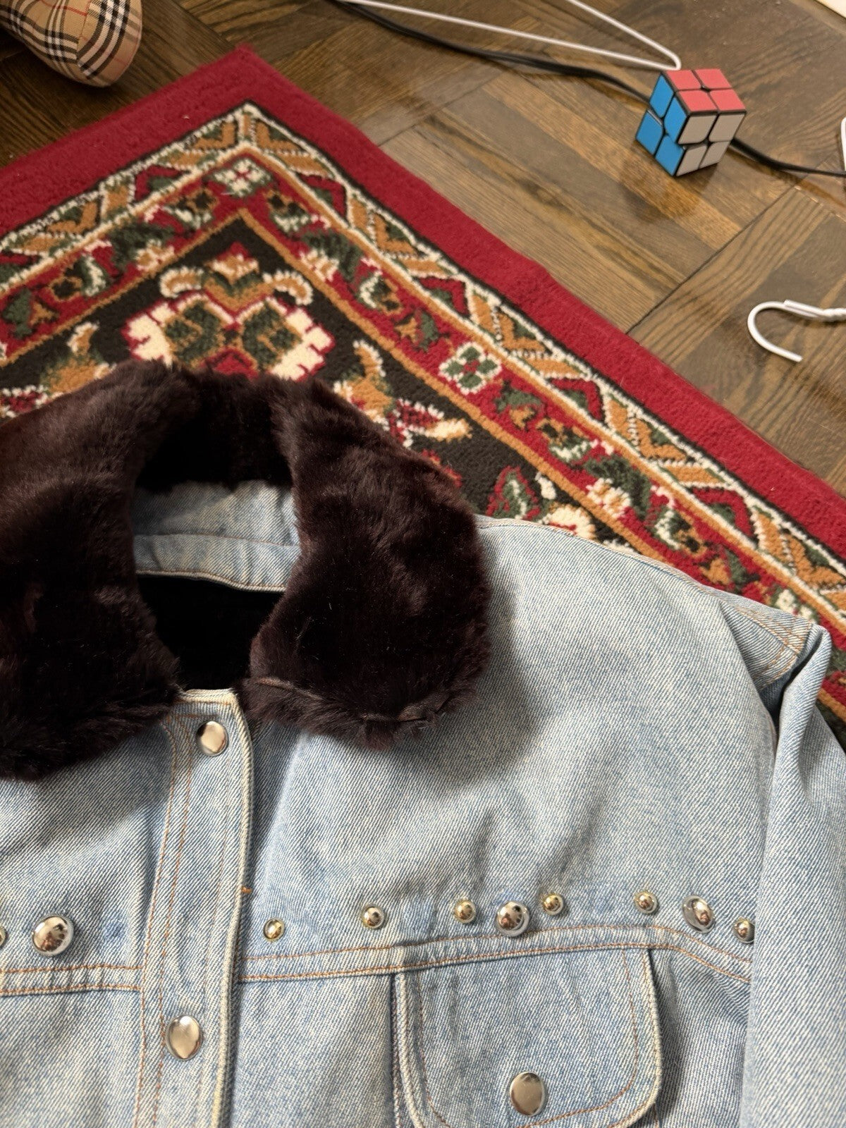 D'Arcy Moses Indian Nation Denim Jacket x Gilles Allard Wasel Fur Medium RARE!