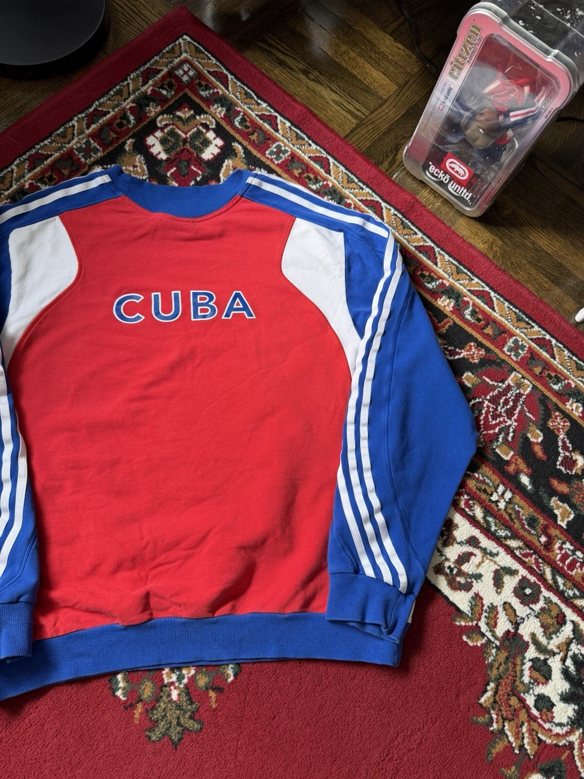 Vintage Cuba Adidas Soccer 3 Stripes Crewneck Sweatshirt Size L 00s