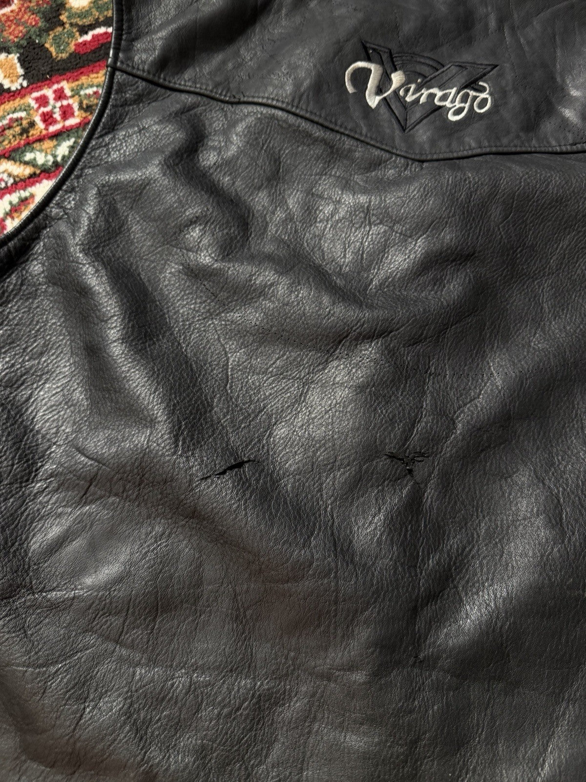 Yamaha Virago Motorcycle Vest Leather Men XXL Black Snap Lined