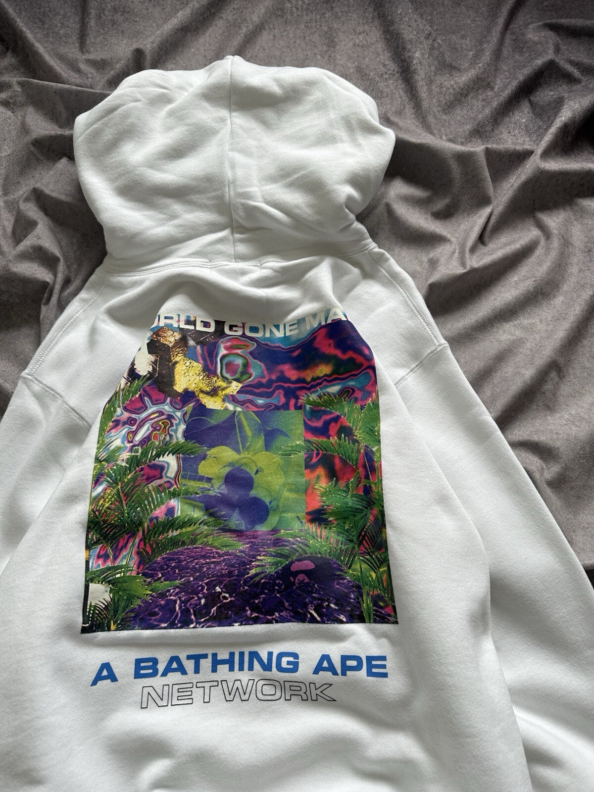 NWT Bape A Bathing Ape Network World Gone Mad Hoodie White Size XL