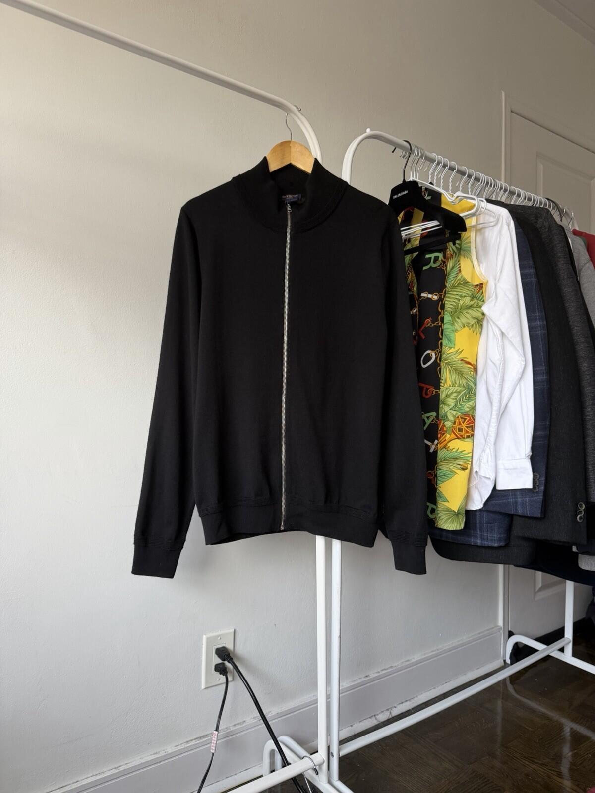 Louis Vuitton Uniforms Wool Knit Sweater Black Mens Size XL Full Zip Mock Neck