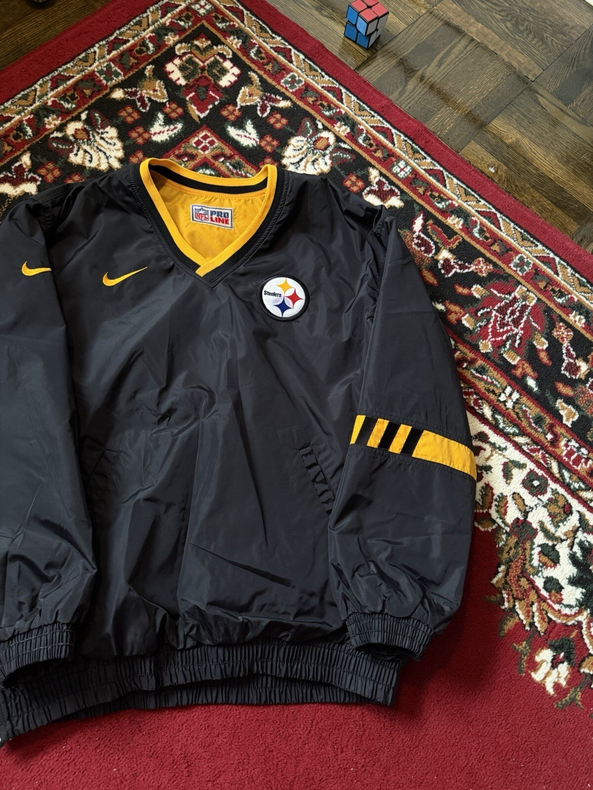 Vintage 90s Nike Steelers Reversible NFL Nylon Sweatshirt Jacket XL