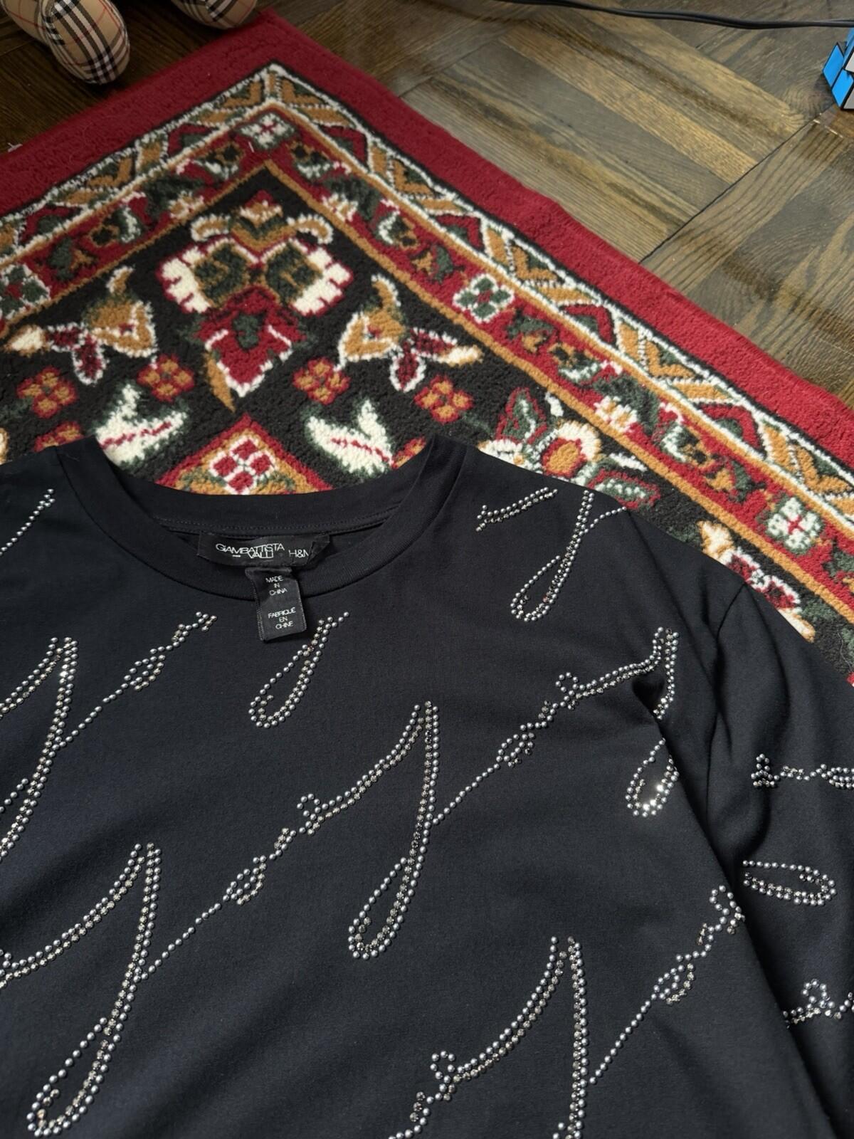 Giambattista Valli x H&M Black Studded Tee T-Shirt SIze L