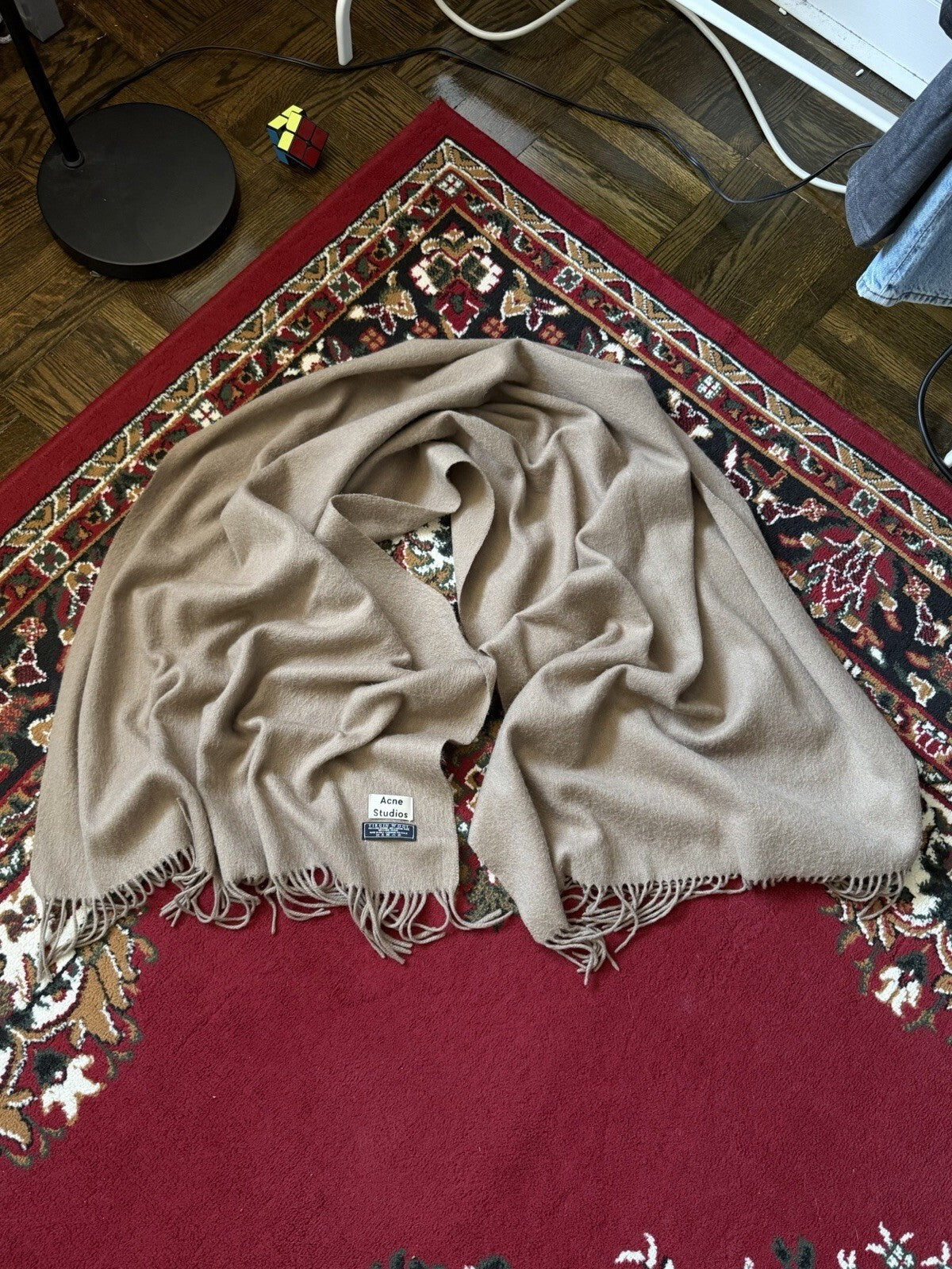 Acne Studios Virgin Wool Fringe Long Scarf 42.5/26.8 in