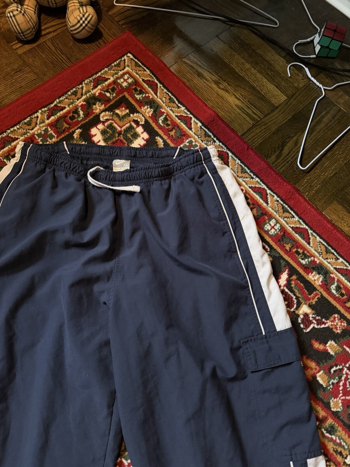 Y2K Nike Cargo Nylon Pants Navy Blue Vintage Mens Size XL