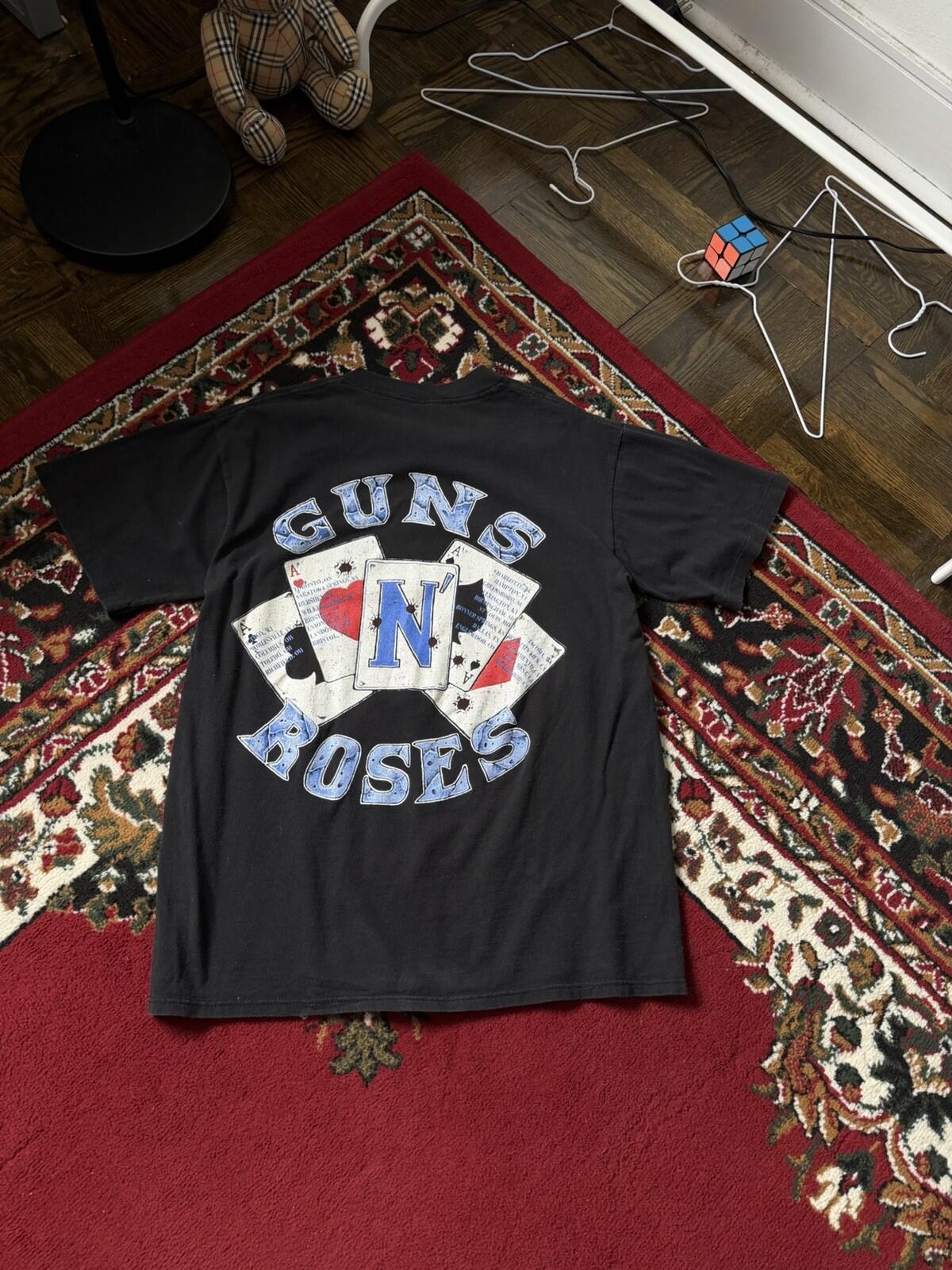 90s Guns N Roses Tshirt "Use Your Illusion Deck Cards" Single Stitch Tee 1991 L