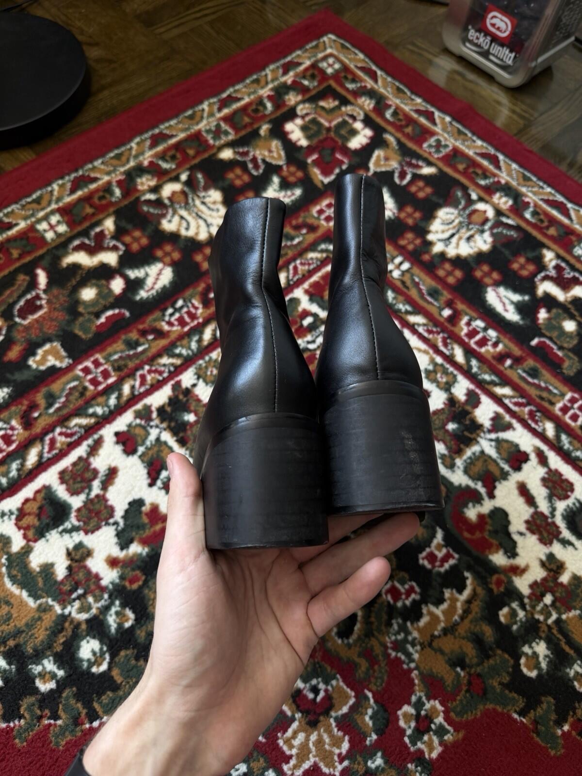 Alexander Wang Womens Black Metal Toe Zipped Ankle Boots Size 38