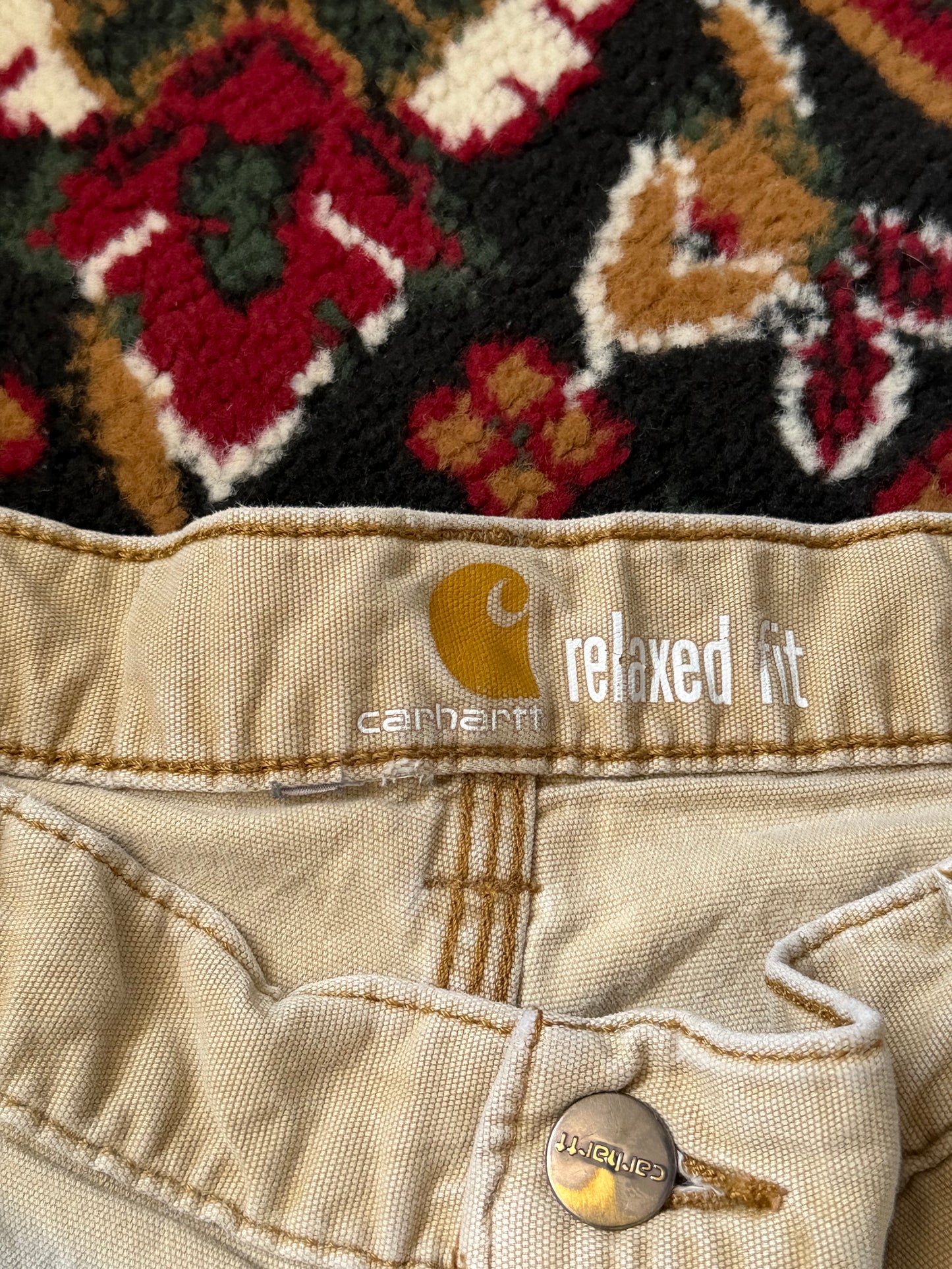 Vintage Carhartt Distressed Faded Relaxed Fit Shorts Beige