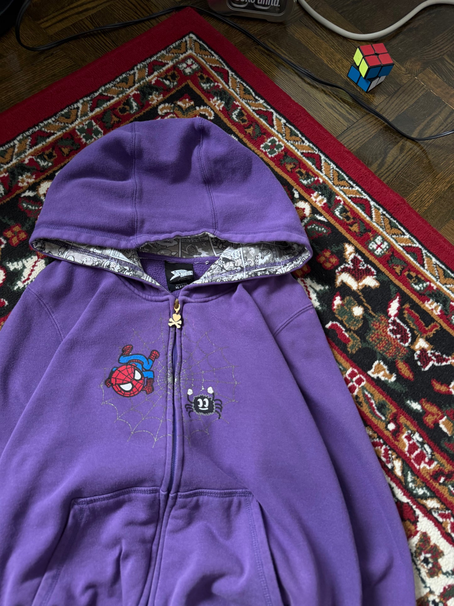 Tokidoki Marvel Pullover Hoodie Womens XL Spider-Man Spidey Super Hero 2011 Y2k