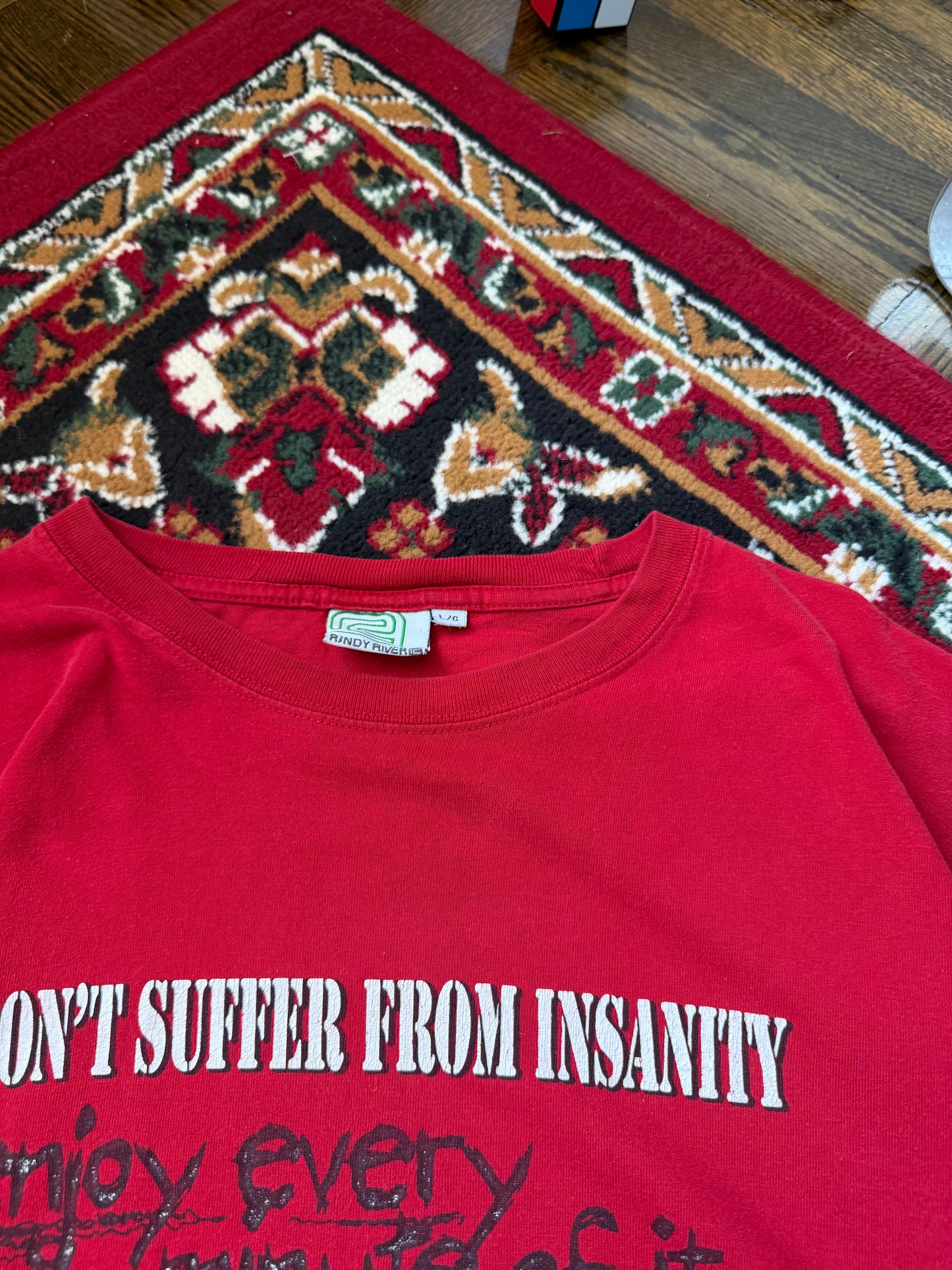 Randy River "I don't suffer from insanity - i enjoy every minute of it" Vintage Skate Tee Shirt