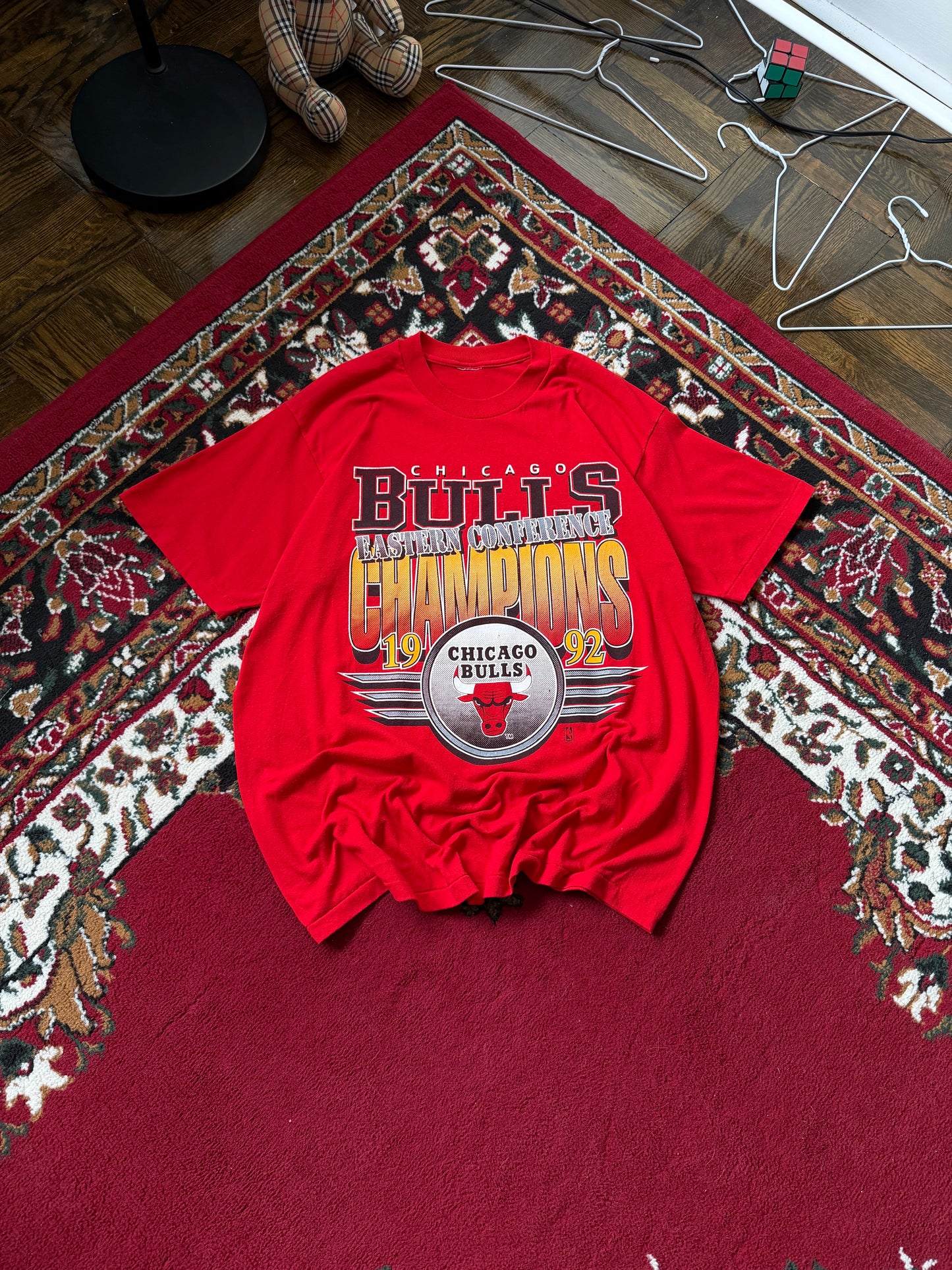 Vintage Chicago Bulls Championship T-Shirt Sz XL 1992 NBA Finals Champs Red