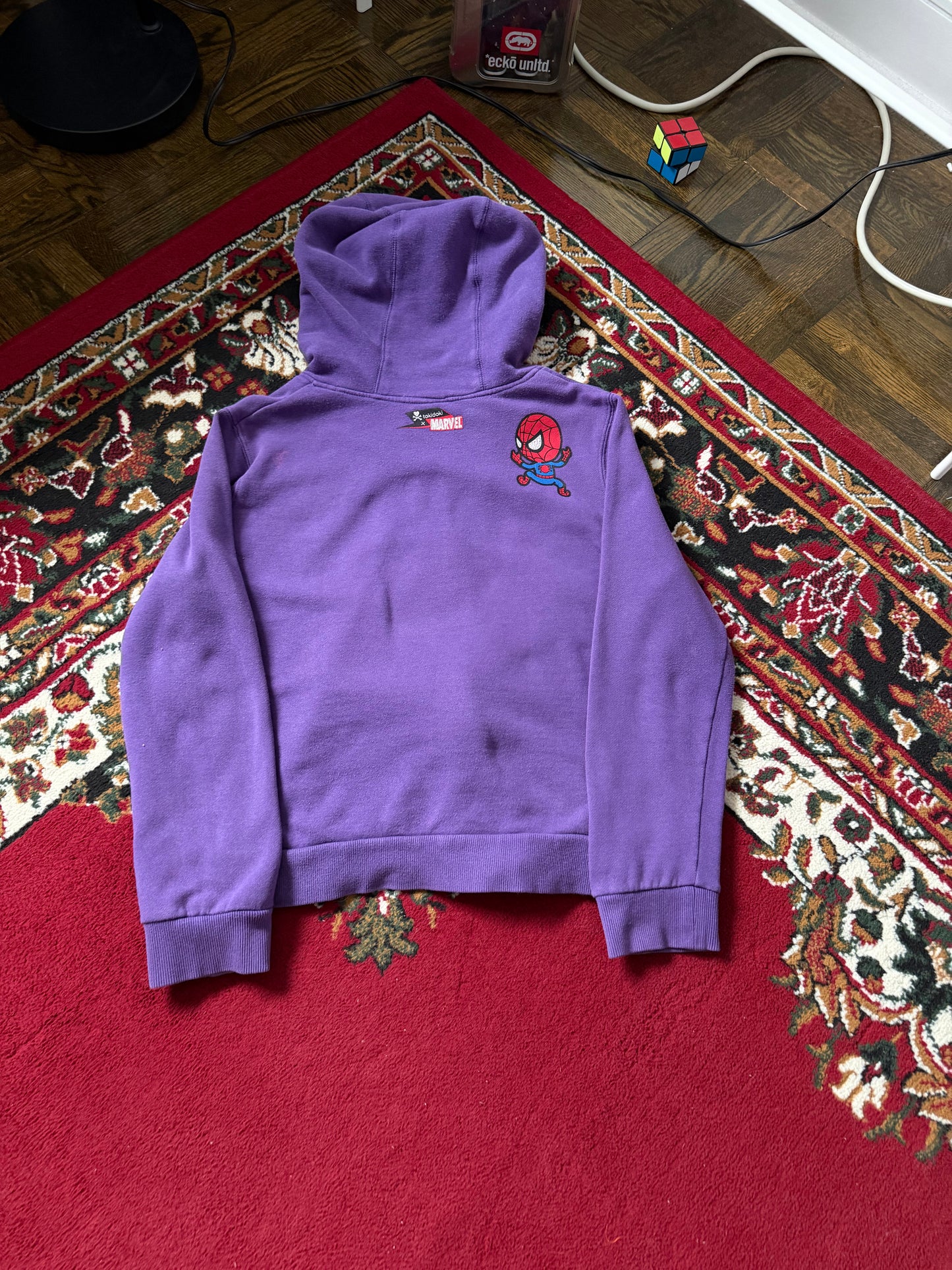 Tokidoki Marvel Pullover Hoodie Womens XL Spider-Man Spidey Super Hero 2011 Y2k