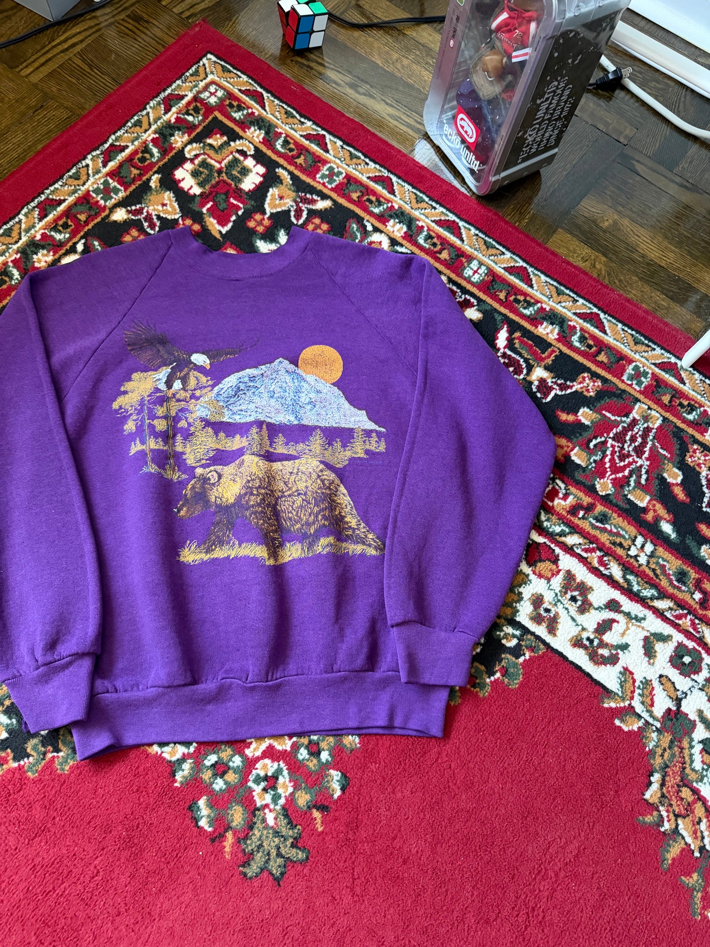 80s Vintage Nature Fruit Of The Loom Purple Sweatshirt