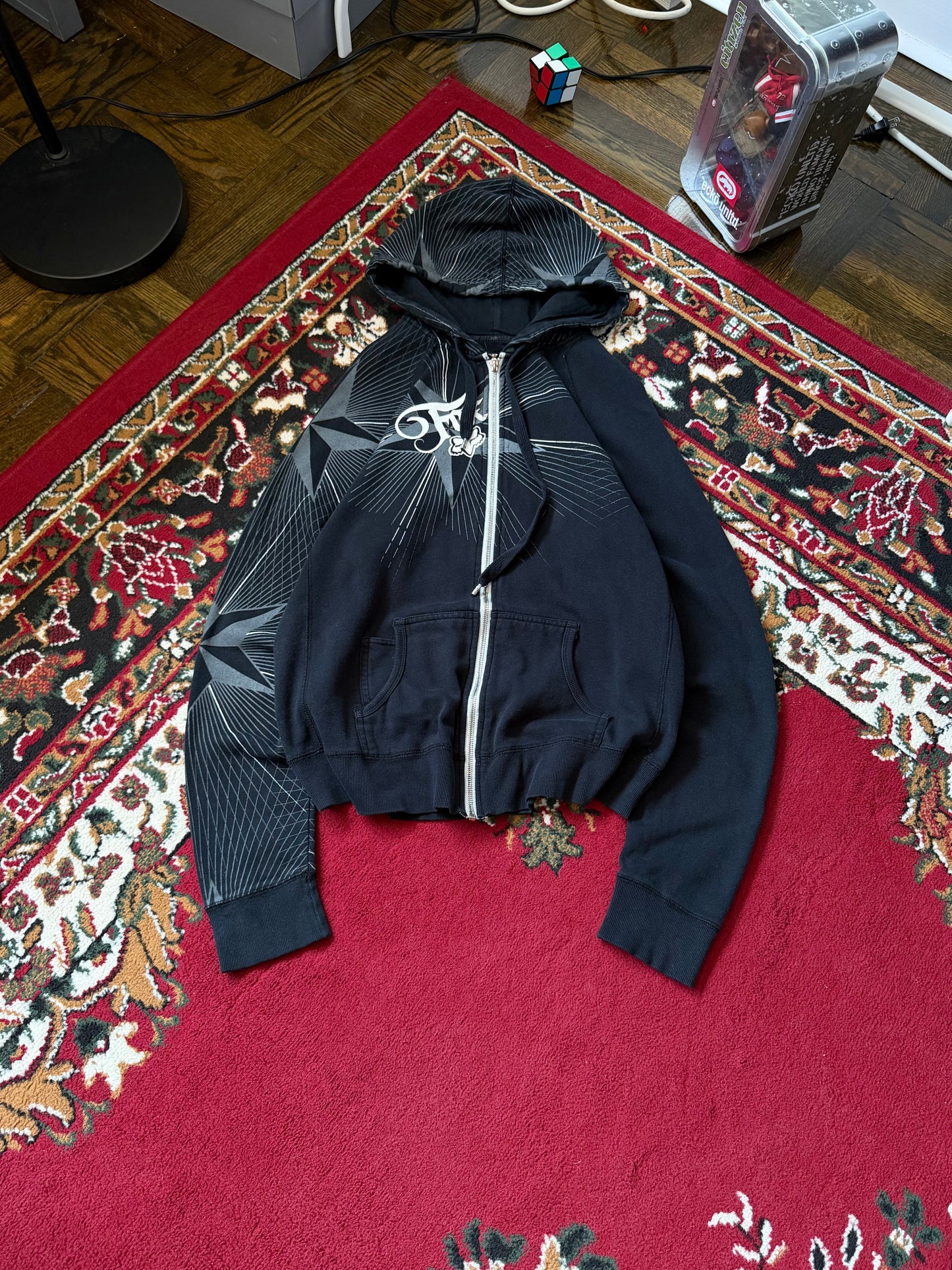 Y2K Fox AOP Vintage Zip Hoodie Womens