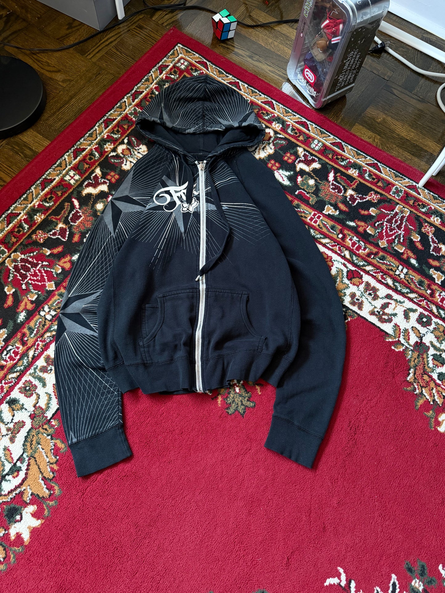 Y2K Fox AOP Vintage Zip Hoodie Womens