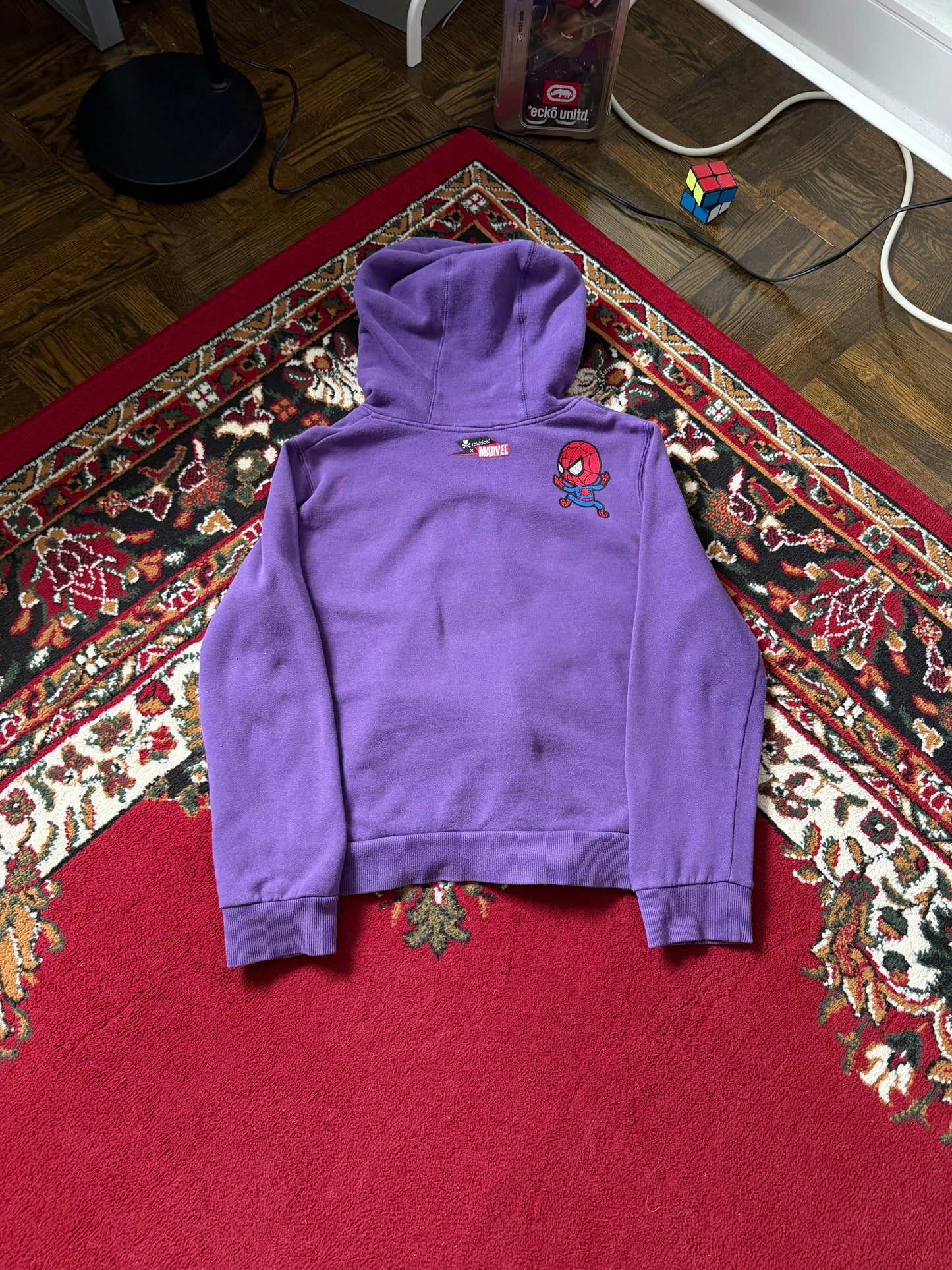Tokidoki Marvel Pullover Hoodie Womens XL Spider-Man Spidey Super Hero 2011 Y2k