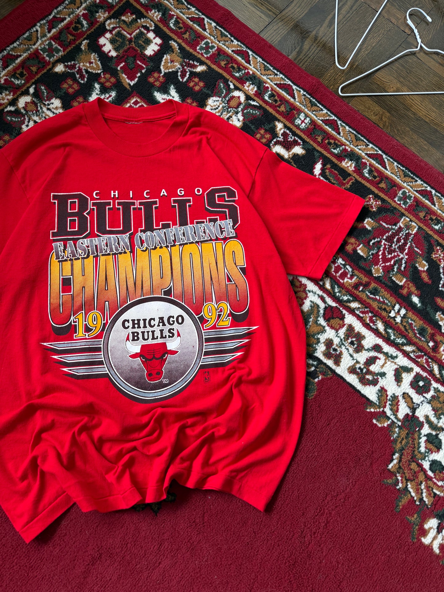 Vintage Chicago Bulls Championship T-Shirt Sz XL 1992 NBA Finals Champs Red