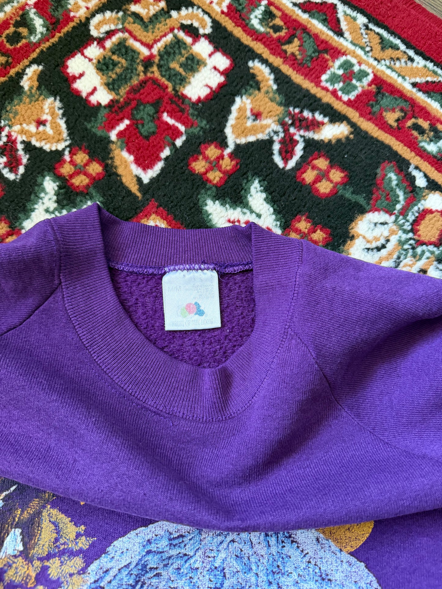 80s Vintage Nature Fruit Of The Loom Purple Sweatshirt