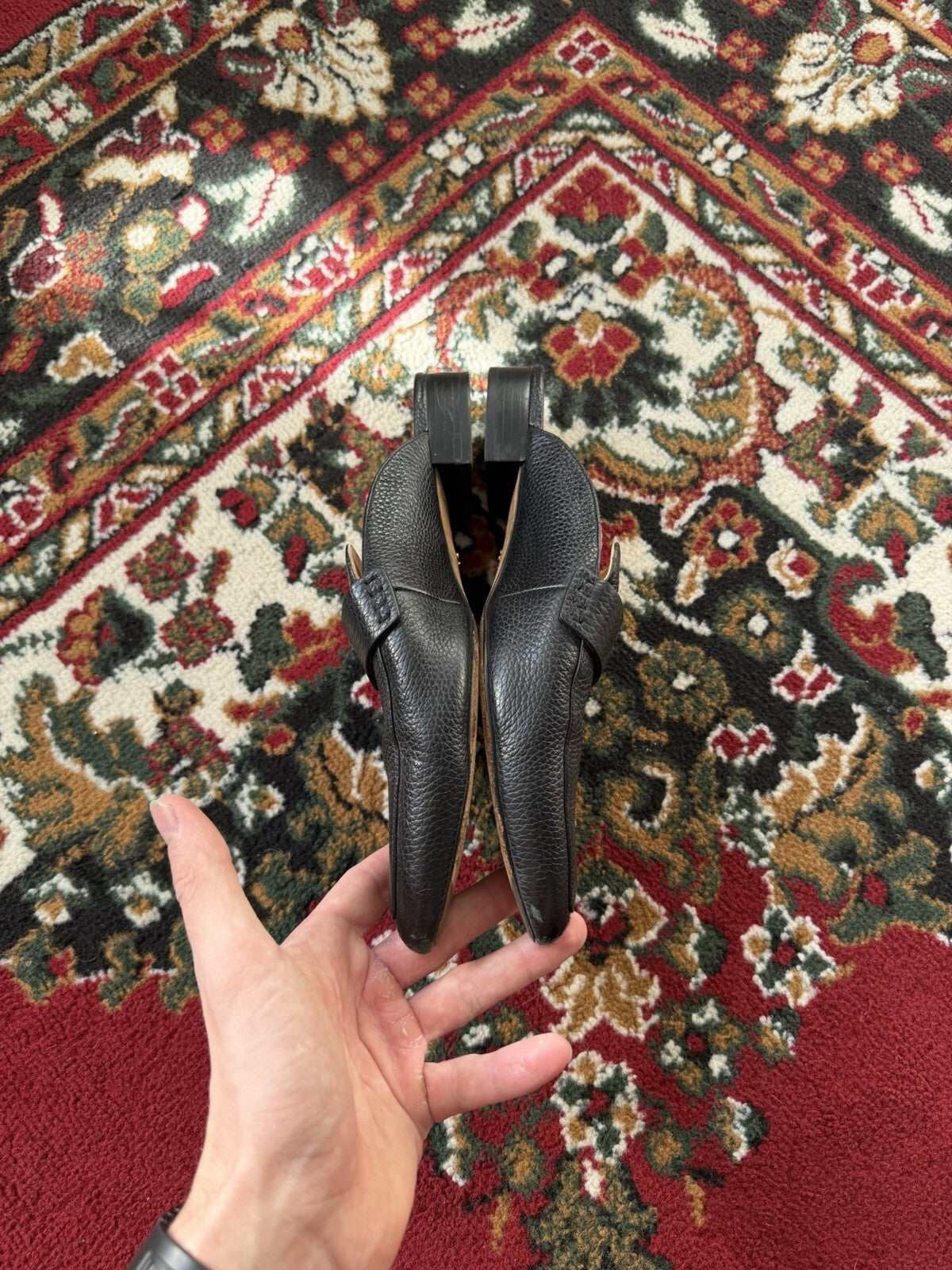 Coach Pointed Toe Leather Loafer Mule Slides Black Women’s Size 10