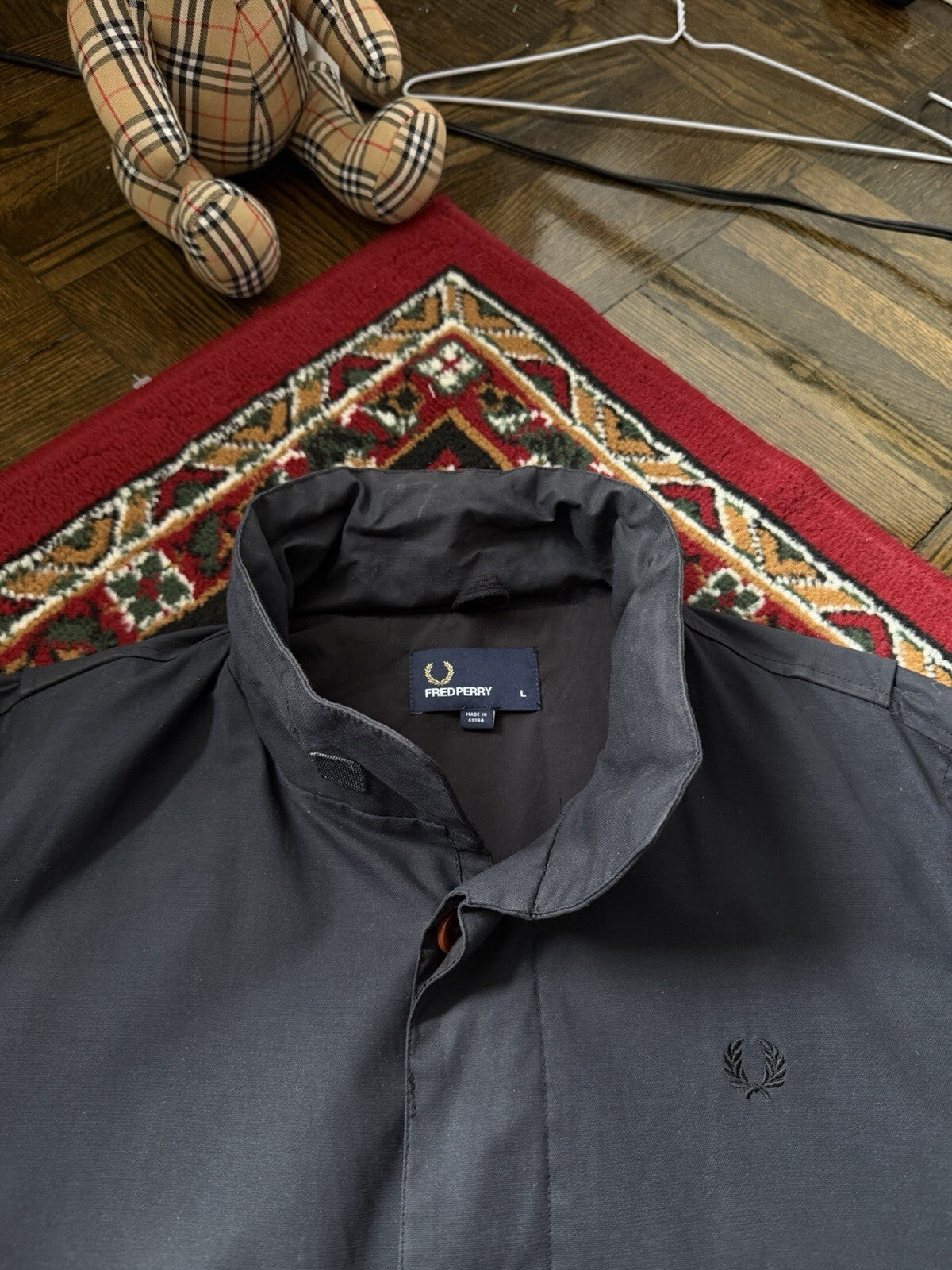 Fred Perry Utility Field Jacket Black Military Style Coat Mens L