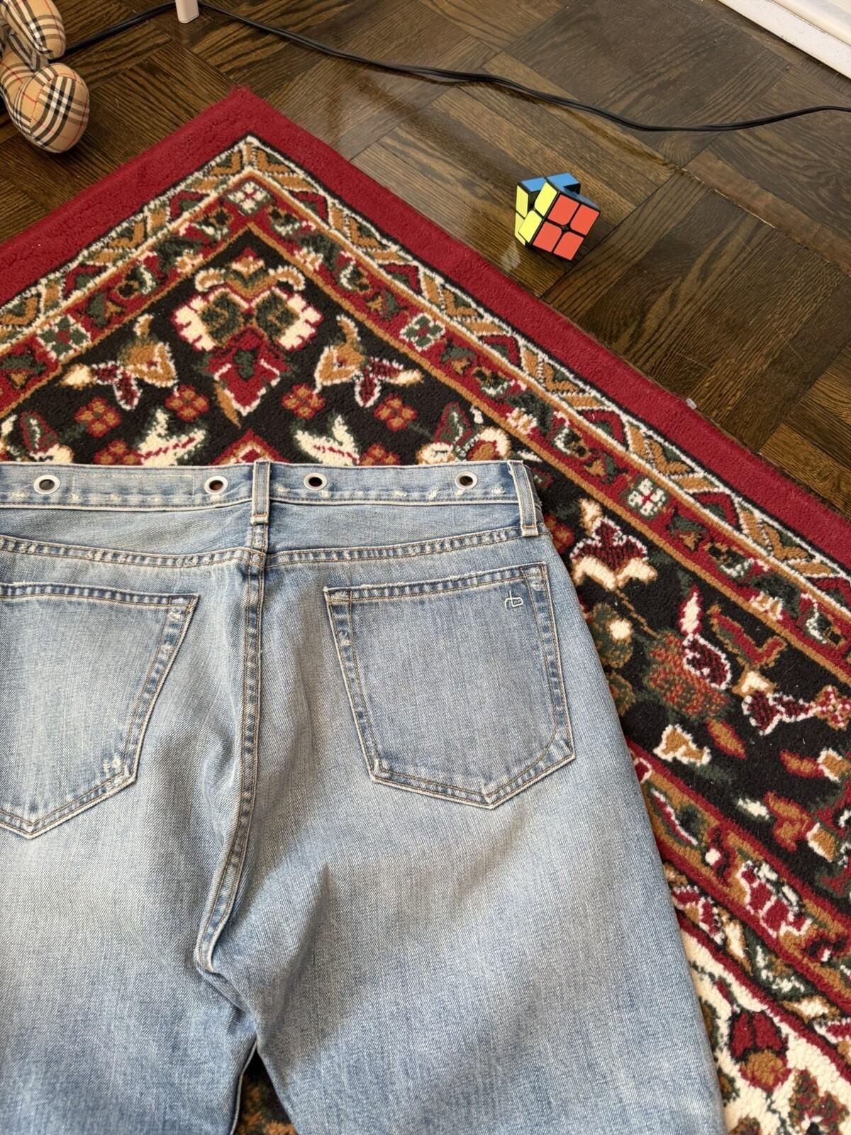 Rag & Bone Cotton Ripped Distressed Jeans Size 27 Blue Rare Design