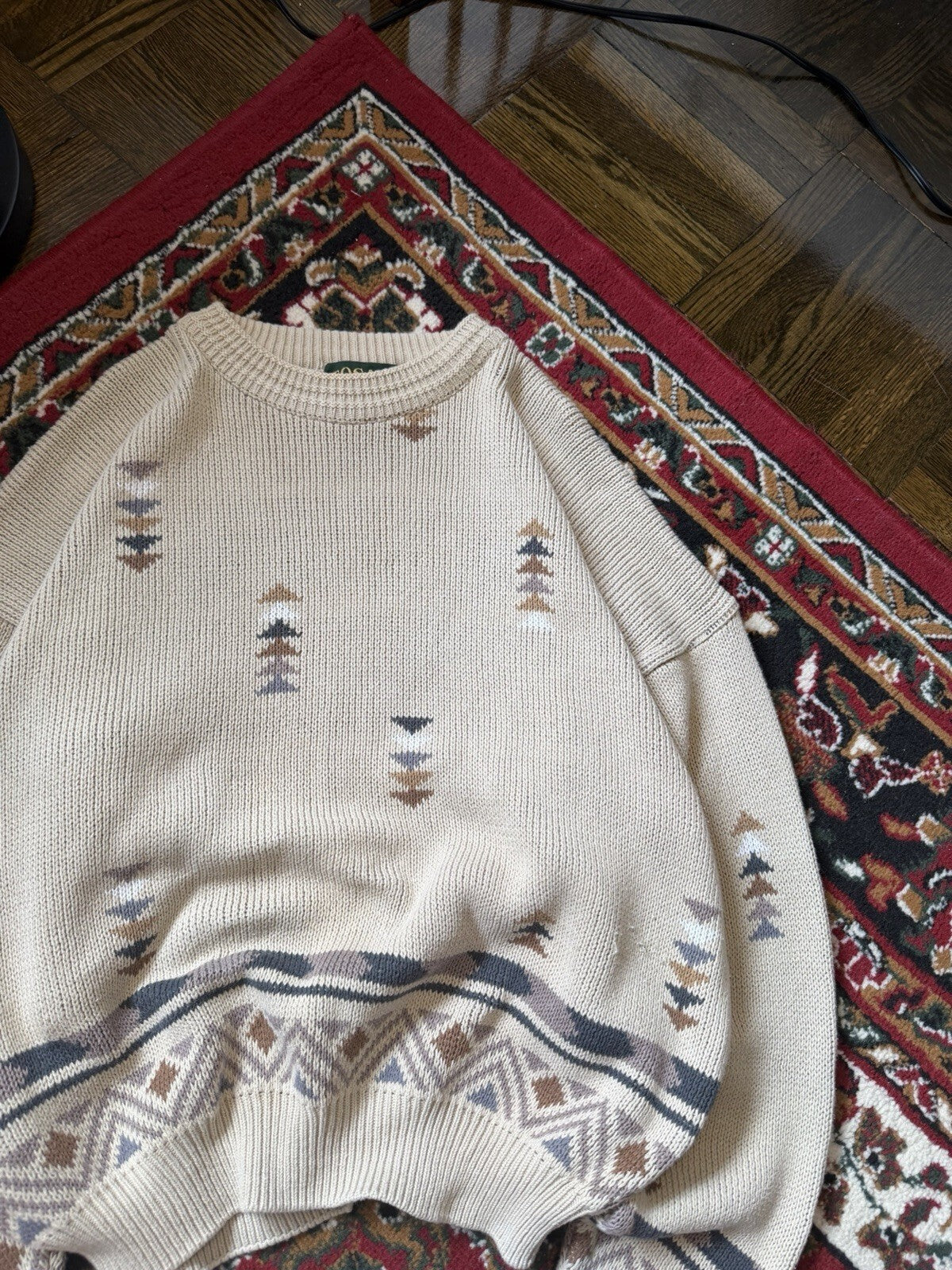Vintage Tosani Canada Aztec Southwester Pattern Heavy Knit Sweater Size M
