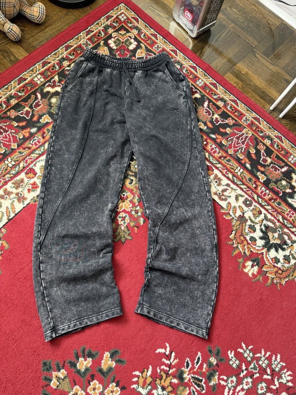 Dime MTL Small Logo Relaxed Straight Sweatpants Navy Size Large