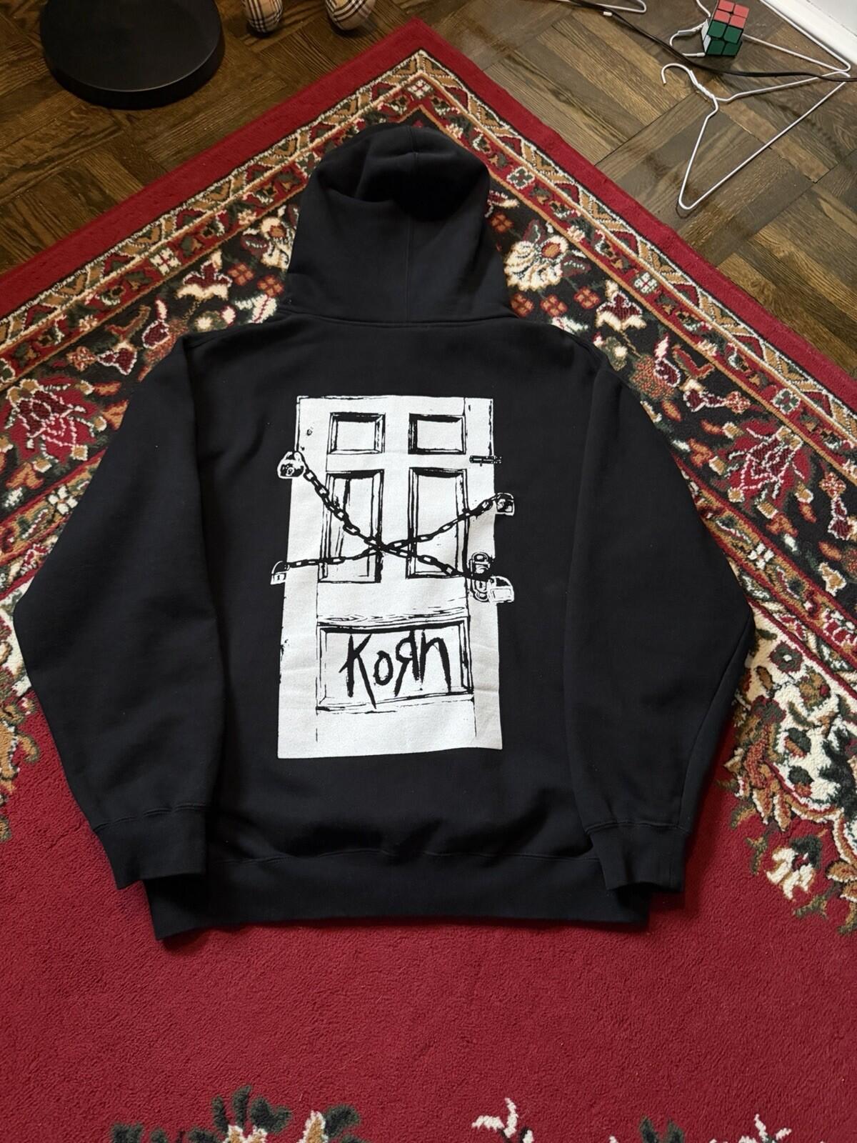Vintage Korn Chain Locked Door 00s Zip Hoodie Giant Tag 90s Band Zip Hoodie
